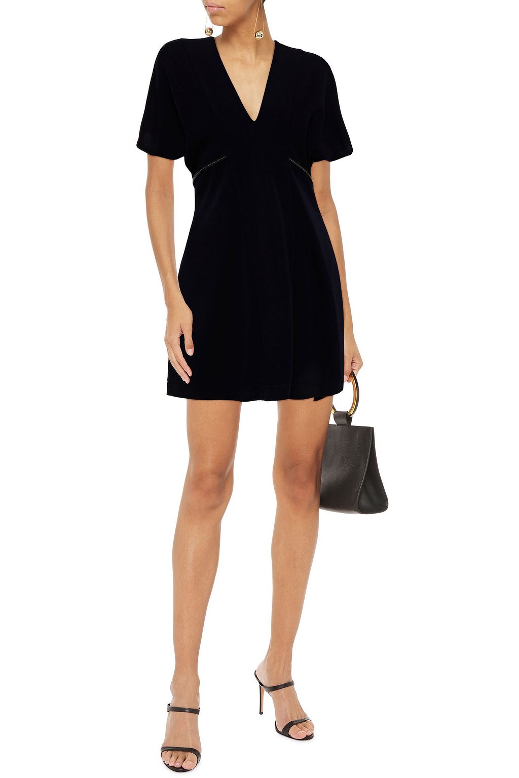LANVIN Minikleid aus Woll-Jersey mit Lederbesatz