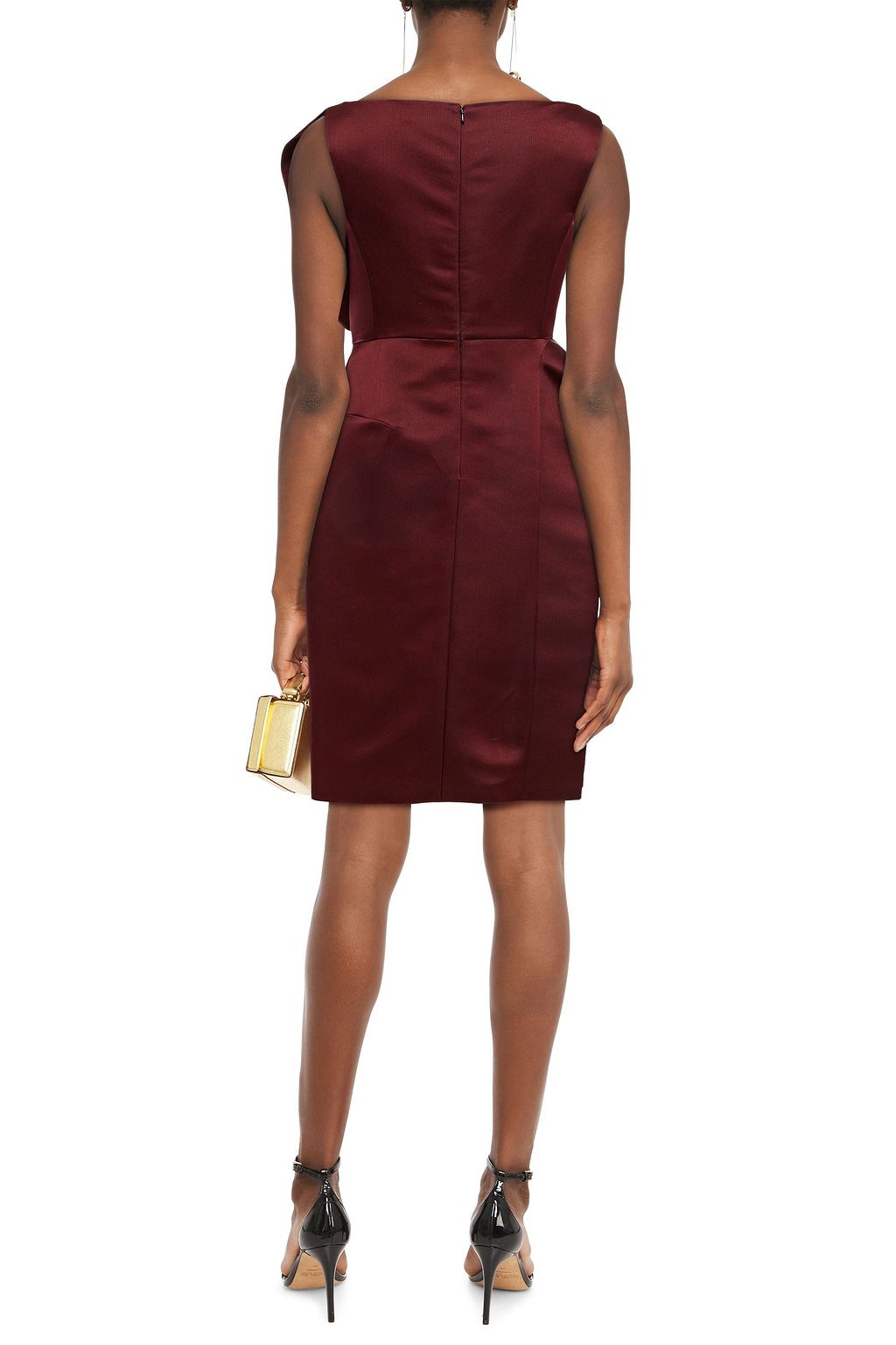 LANVIN Ruffled striped silk-satin dress