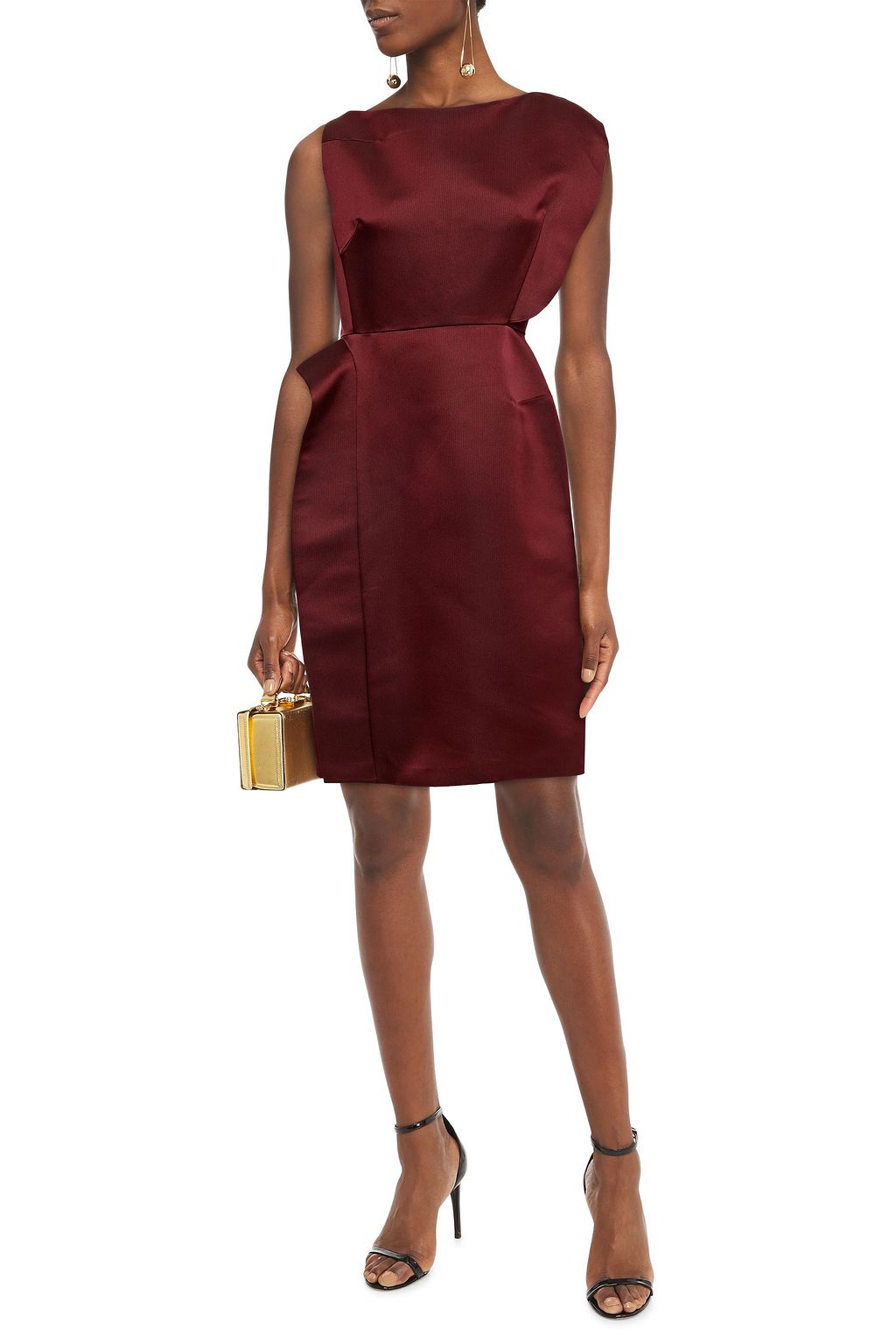 LANVIN Ruffled striped silk-satin dress