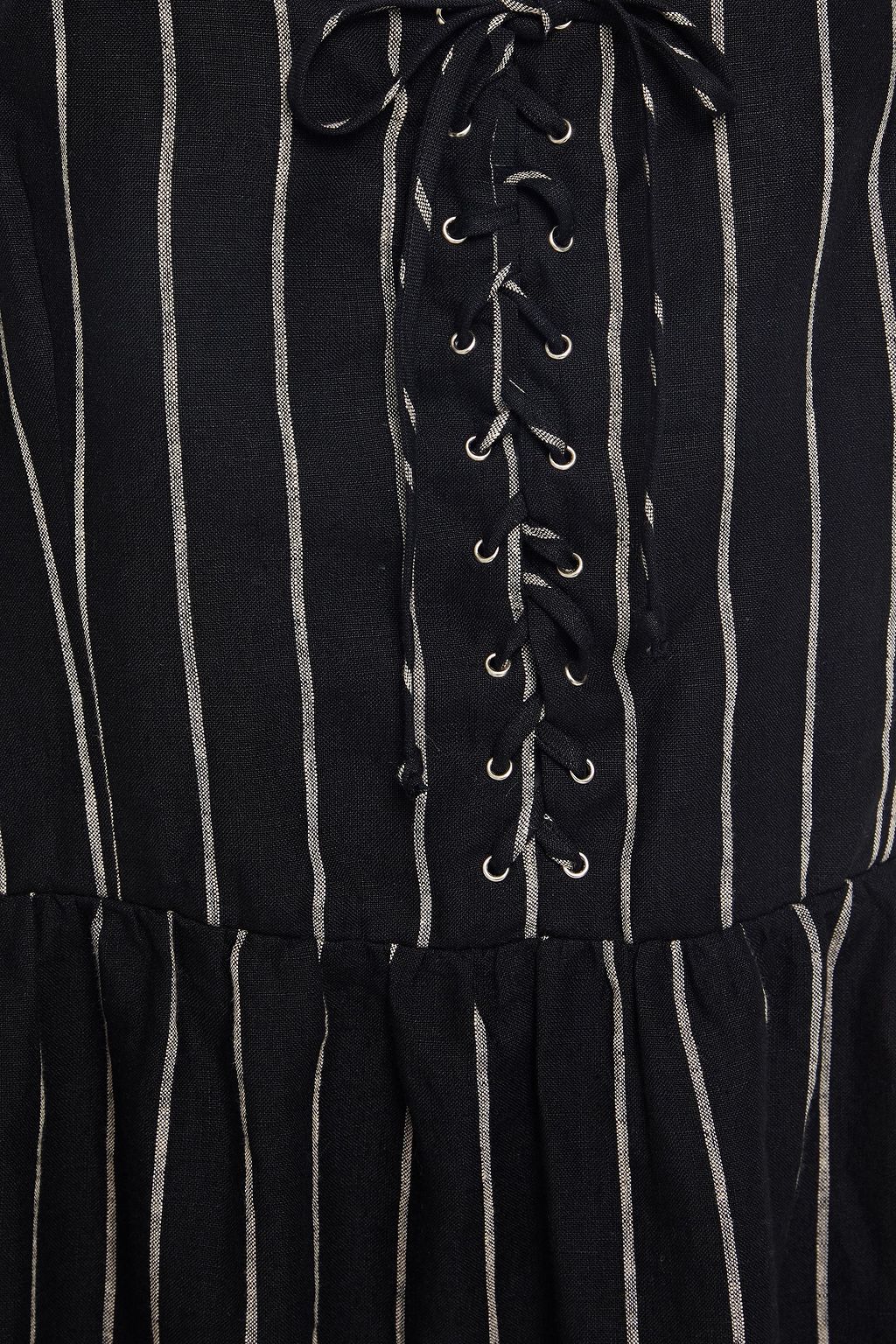 REFORMATION Lace-up striped linen dress