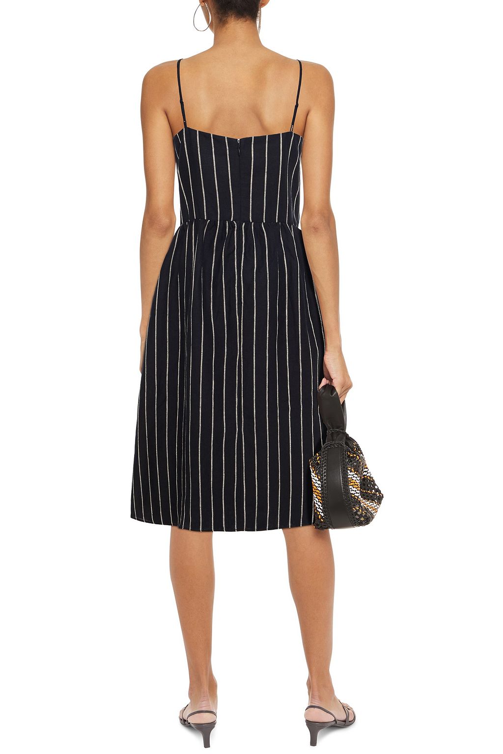 REFORMATION Lace-up striped linen dress