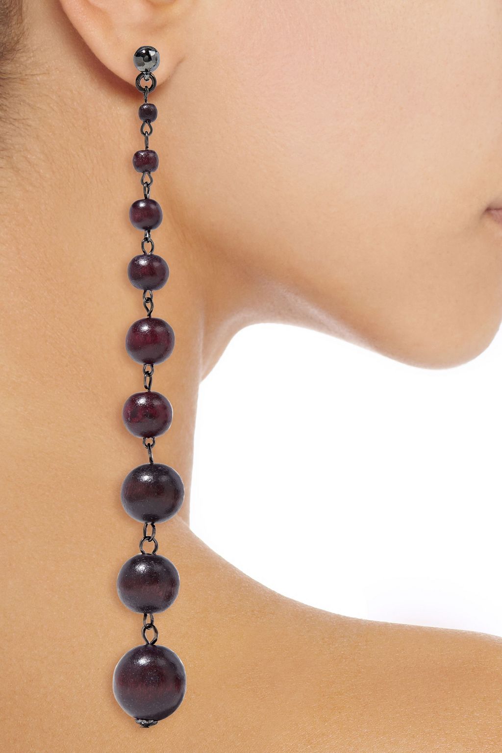 OSCAR DE LA RENTA Gunmetal-tone bead earrings