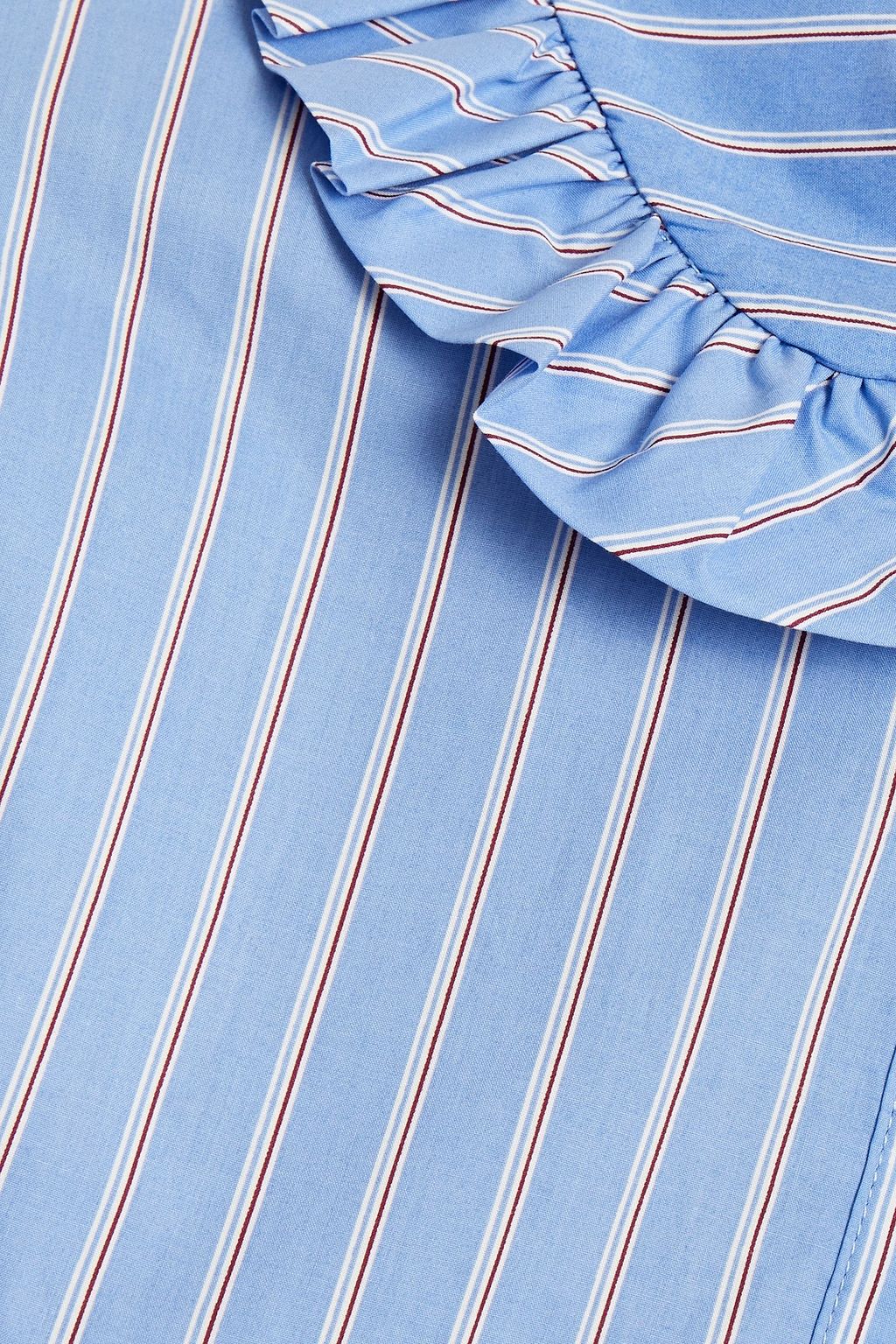 MAJE Ruffled striped cotton-poplin shirt