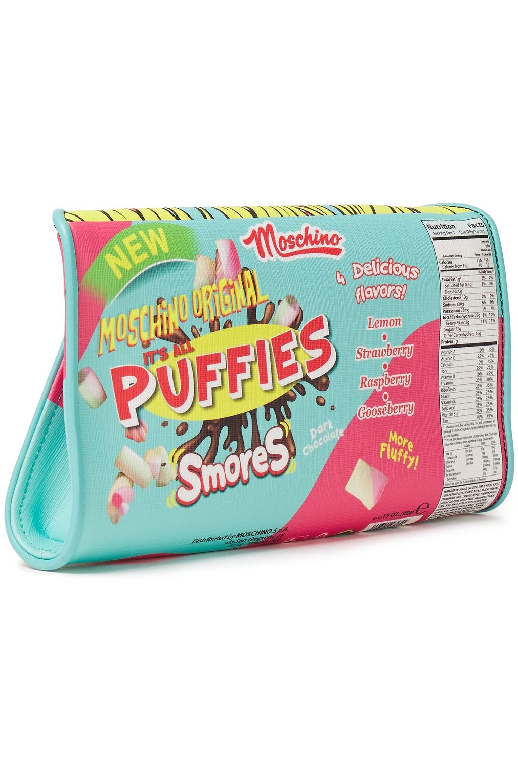 MOSCHINO Printed textured-PVC envelope clutch