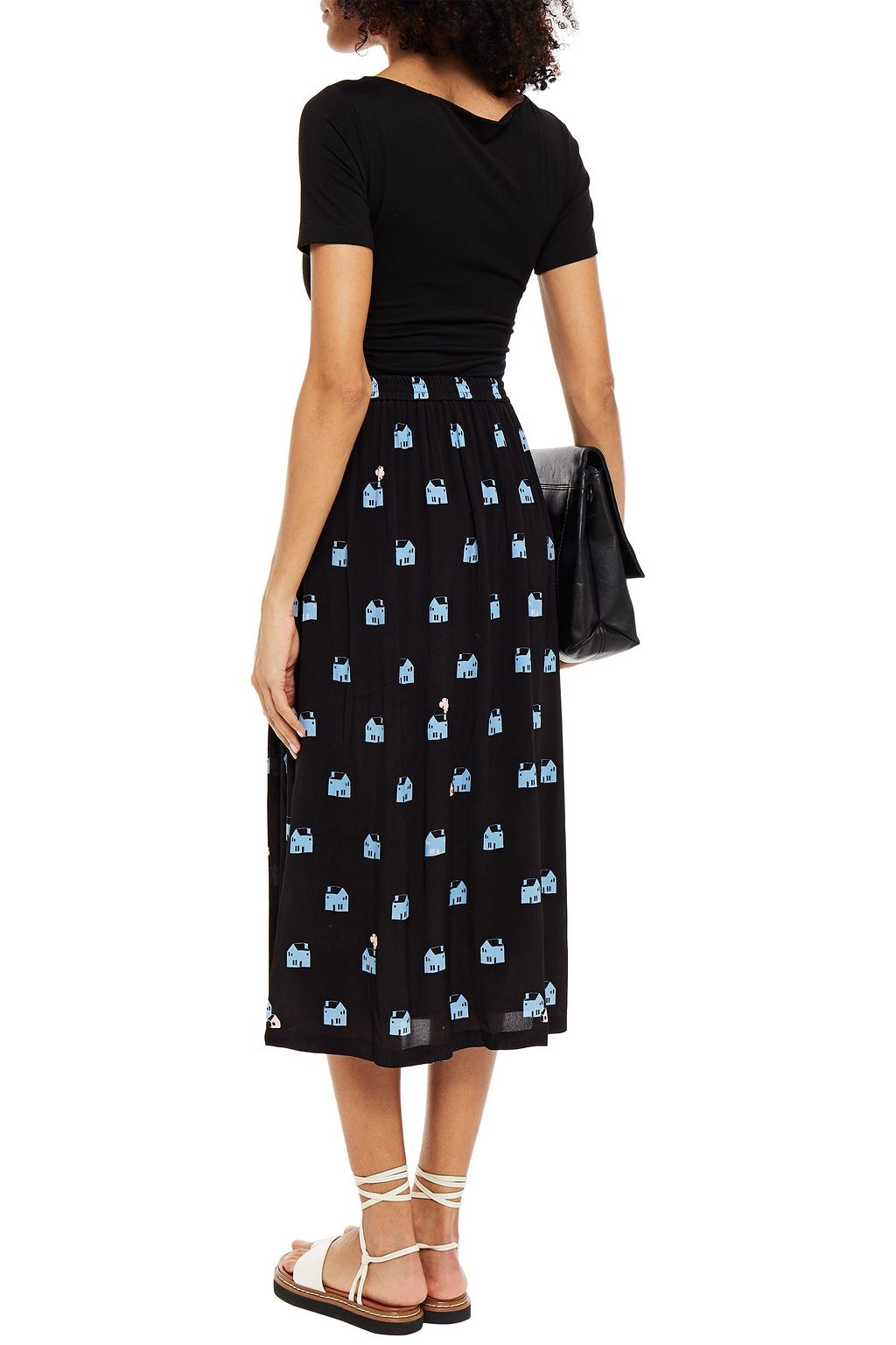 MARKUS LUPFER Suzanne pleated printed crepe midi skirt