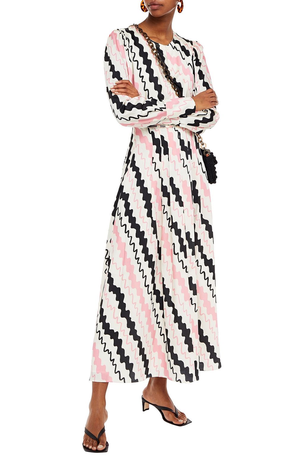 REJINA PYO Steffy pleated color-block satin-twill maxi dress