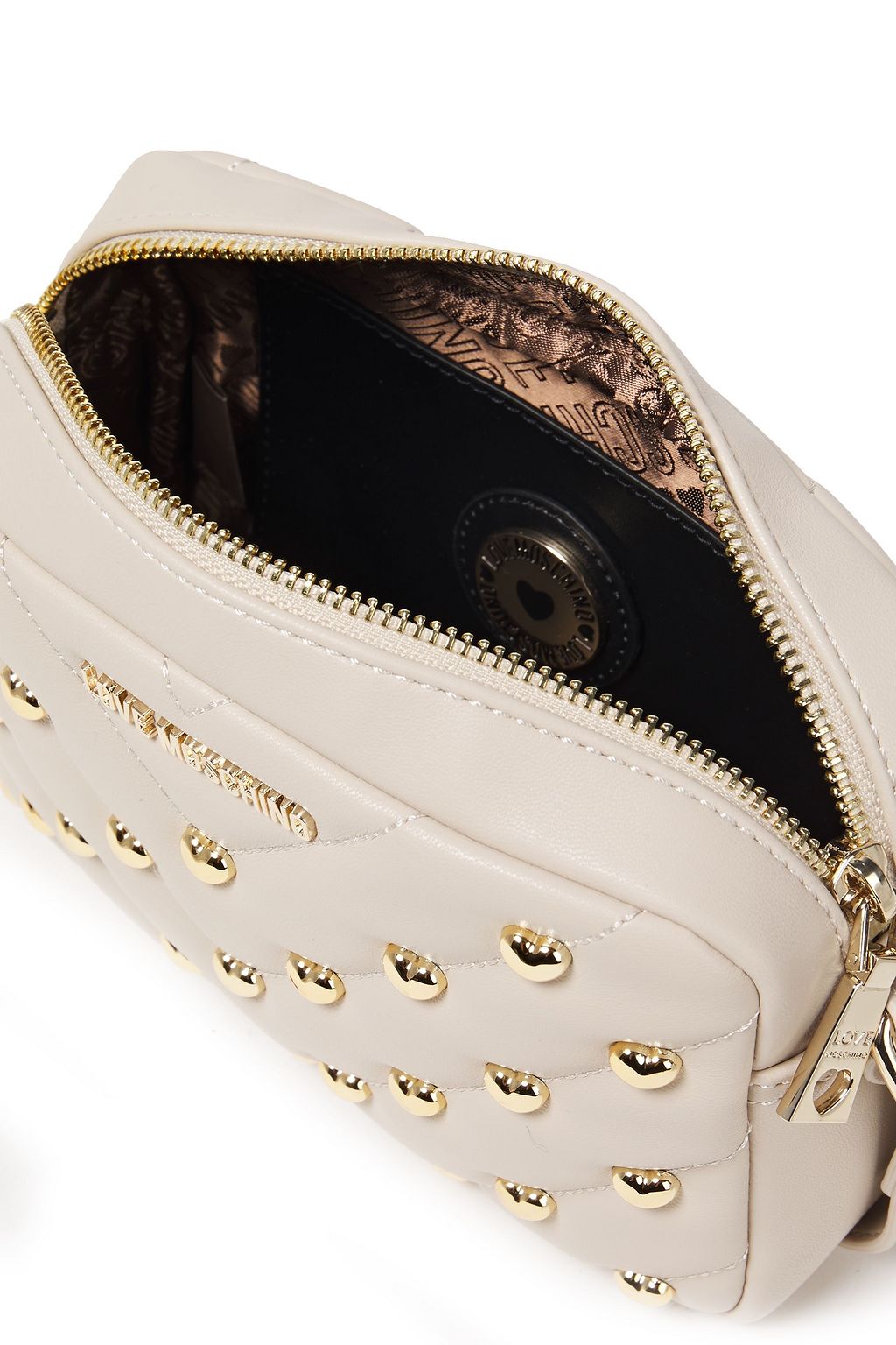 LOVE MOSCHINO Quilted studded faux leather shoulder bag