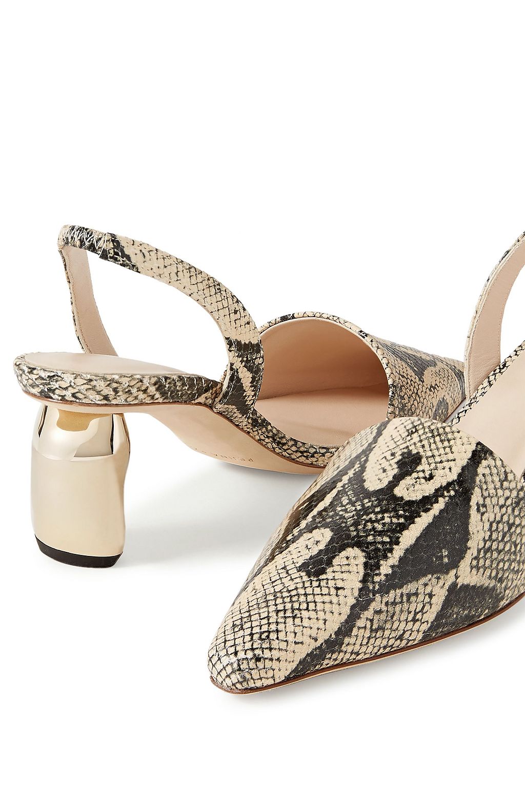 REJINA PYO Slingback-Pumps aus Leder mit Schlangeneffekt