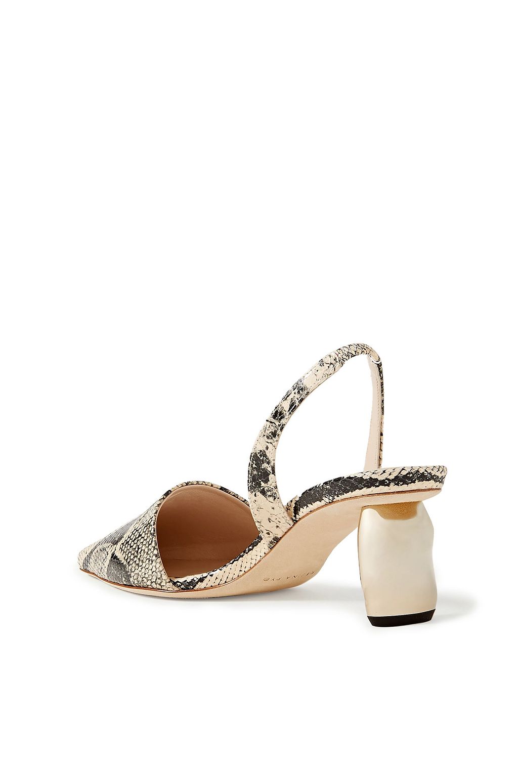 REJINA PYO Slingback-Pumps aus Leder mit Schlangeneffekt