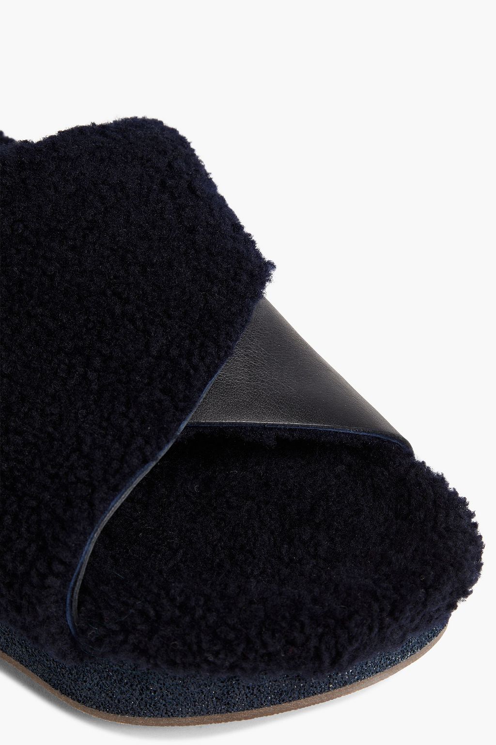 CHLOÉ Wavy shearling platform slides