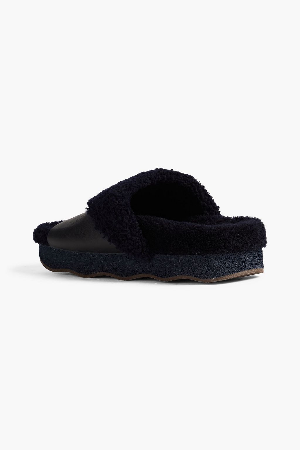 CHLOÉ Wavy shearling platform slides