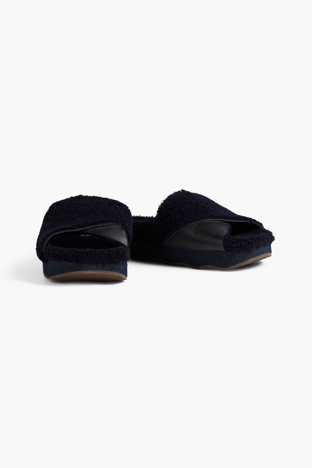 CHLOÉ Wavy shearling platform slides
