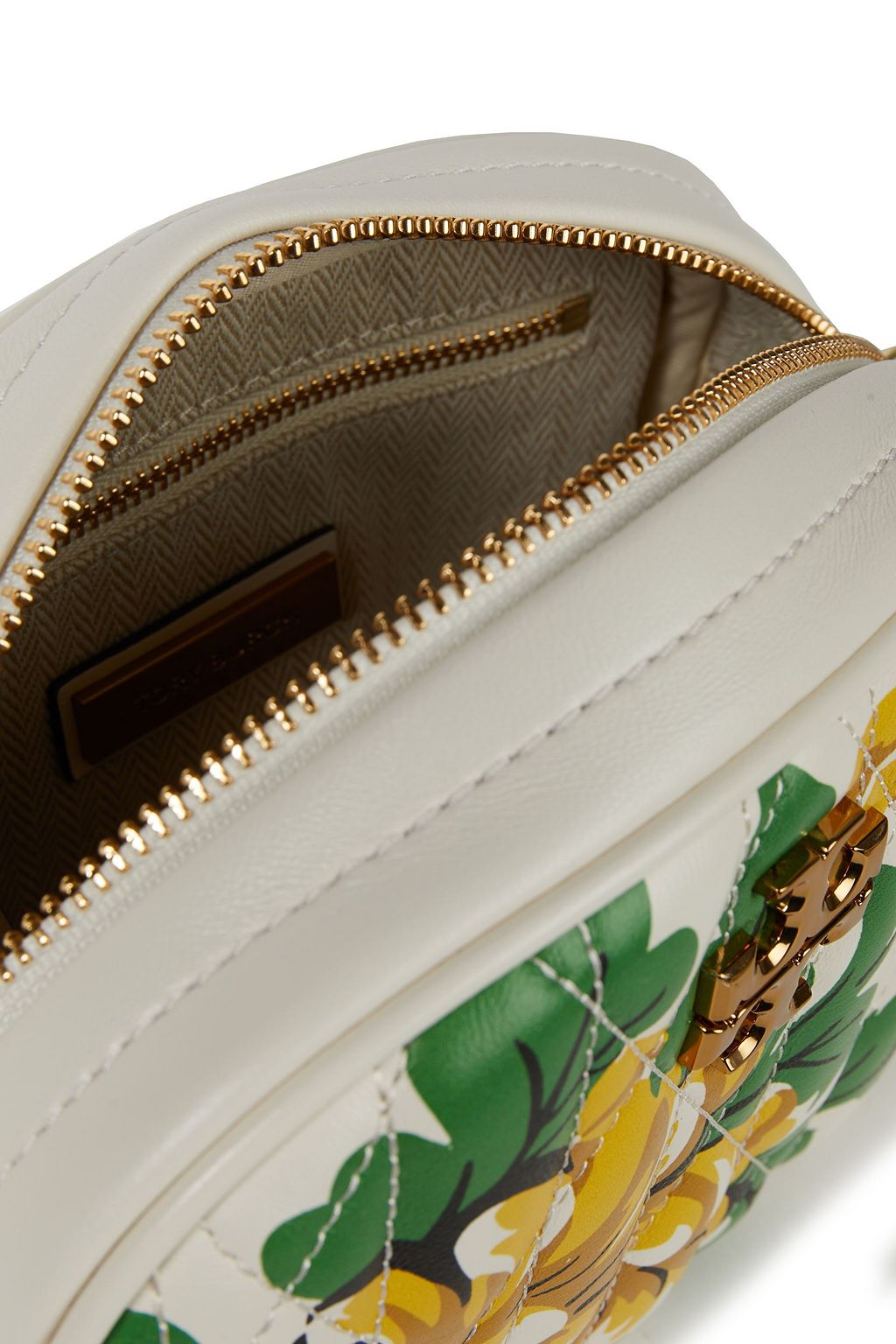 TORY BURCH Kira Chevron quilted floral-print leather shoulder bag