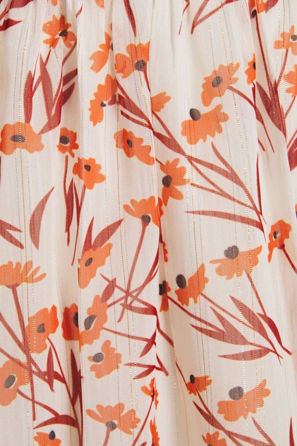 MAJE Metallic-trimmed floral-print chiffon mini dress