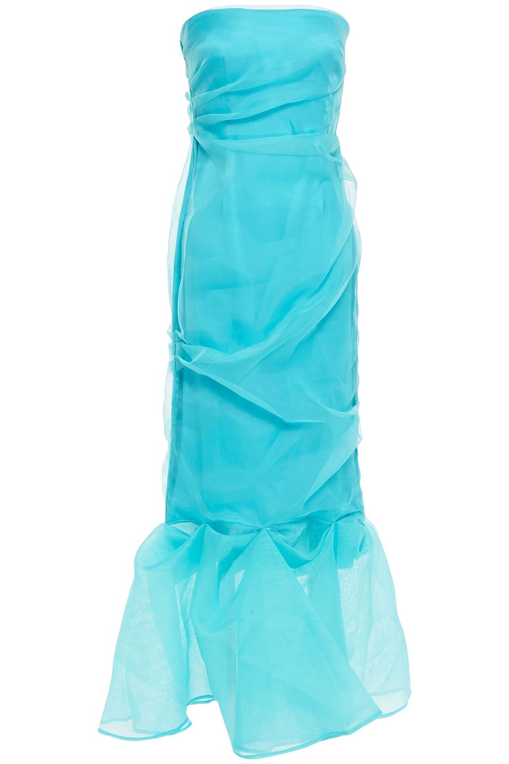 ターコイズ ストラップレス ドレープ入り オーガンザ マキシワンピース The Outnet Rejina Pyo The Outnet