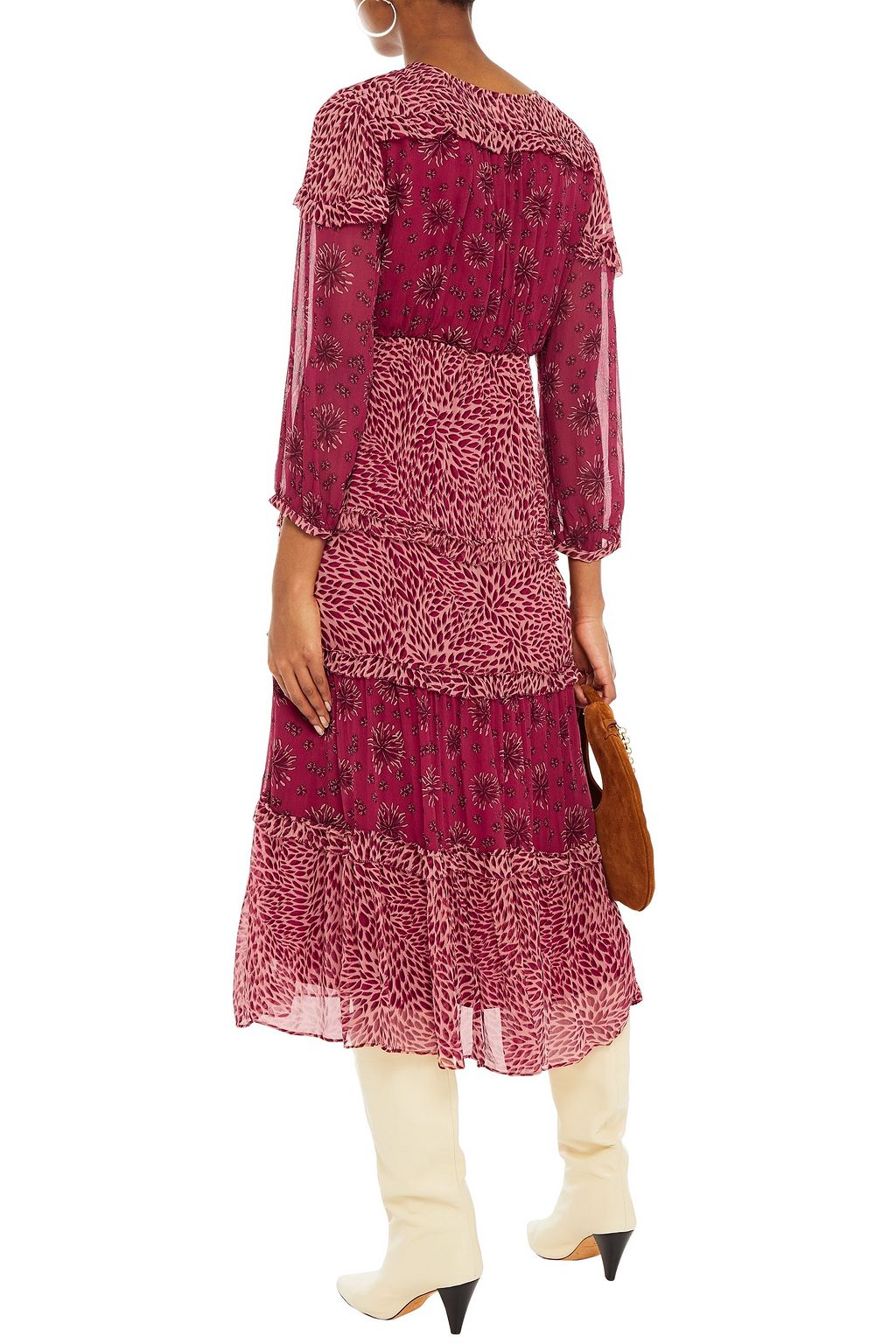 BA&SH Gypsy tiered printed crepon midi dress