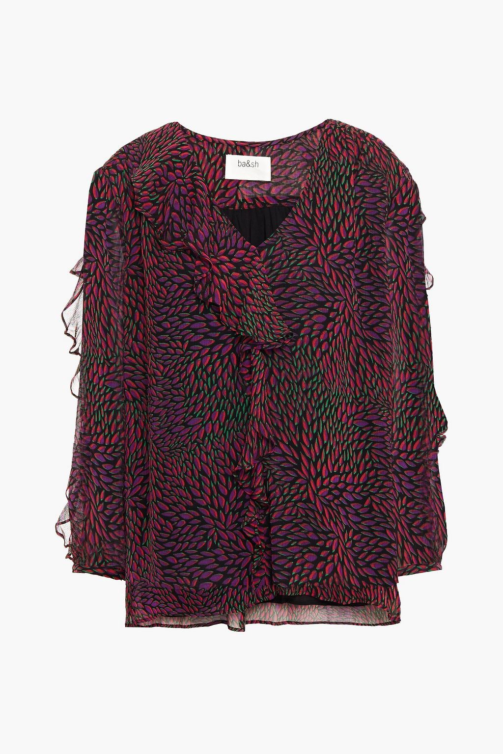 BA&SH Genn ruffled printed crepon blouse, Sale up to 70% off