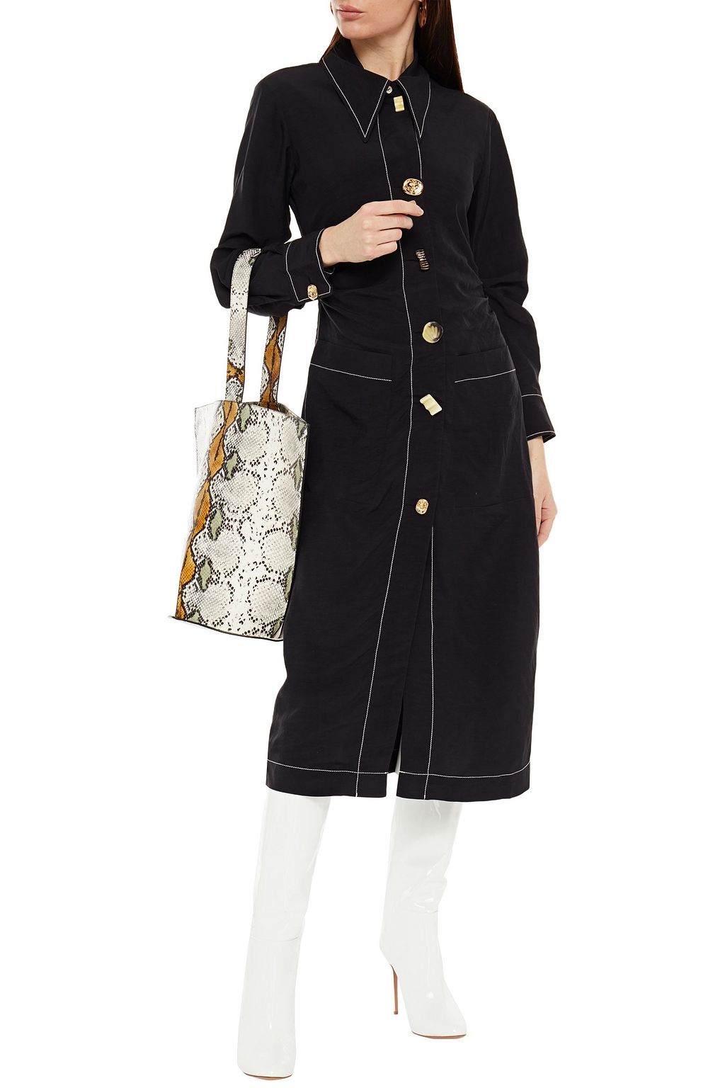 REJINA PYO Paula shantung midi shirt dress