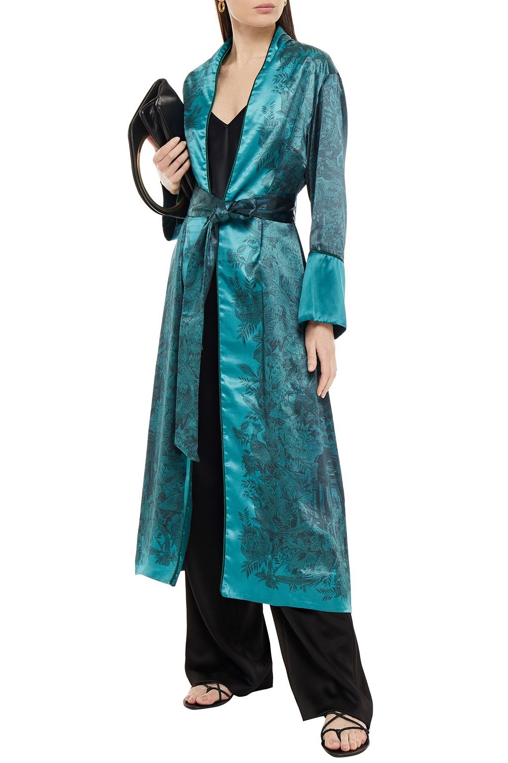 F.R.S FOR RESTLESS SLEEPERS Nomos belted printed cupro-blend satin coat