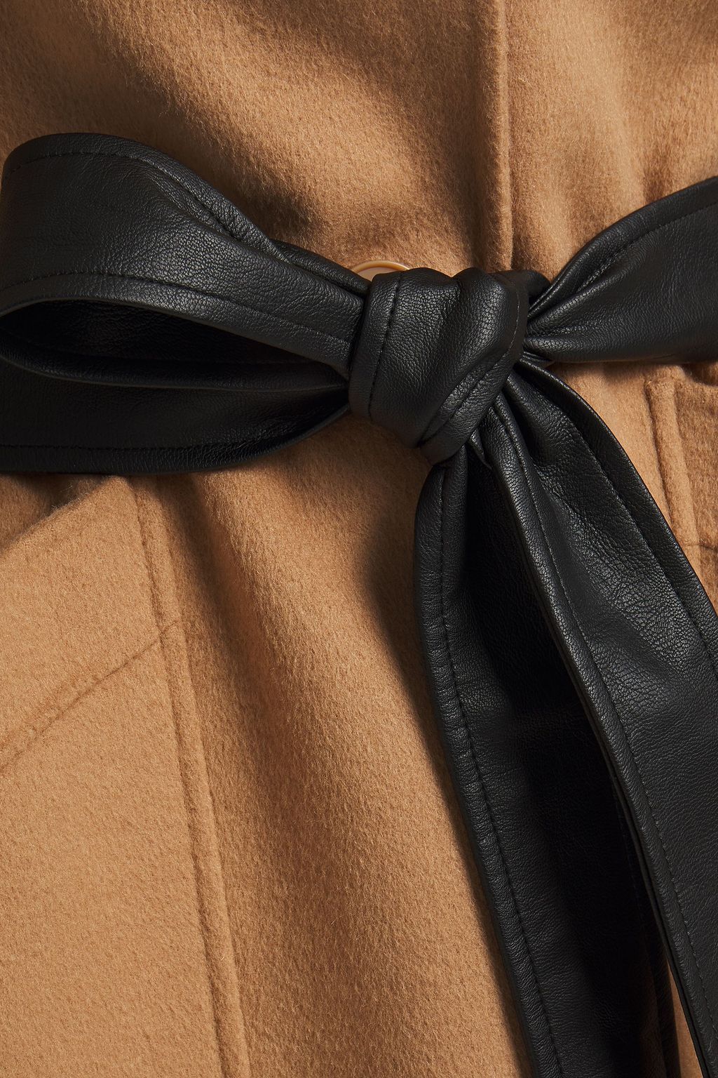 MAJE Belted wool-blend brushed-felt coat