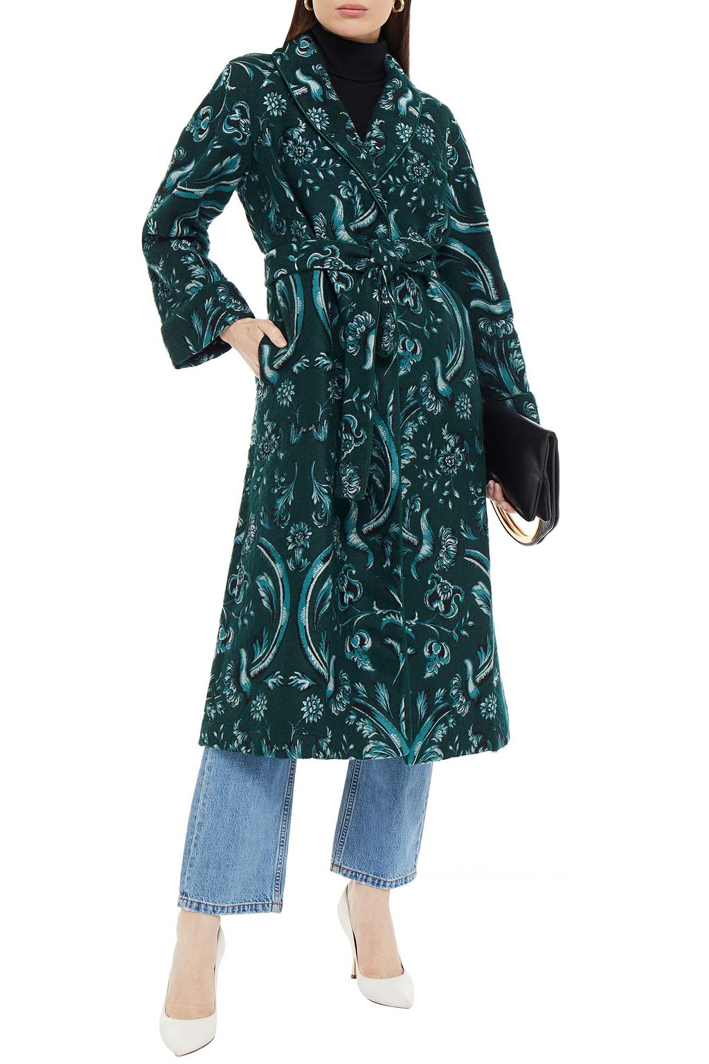 F.R.S FOR RESTLESS SLEEPERS Acheso belted brushed jacquard coat