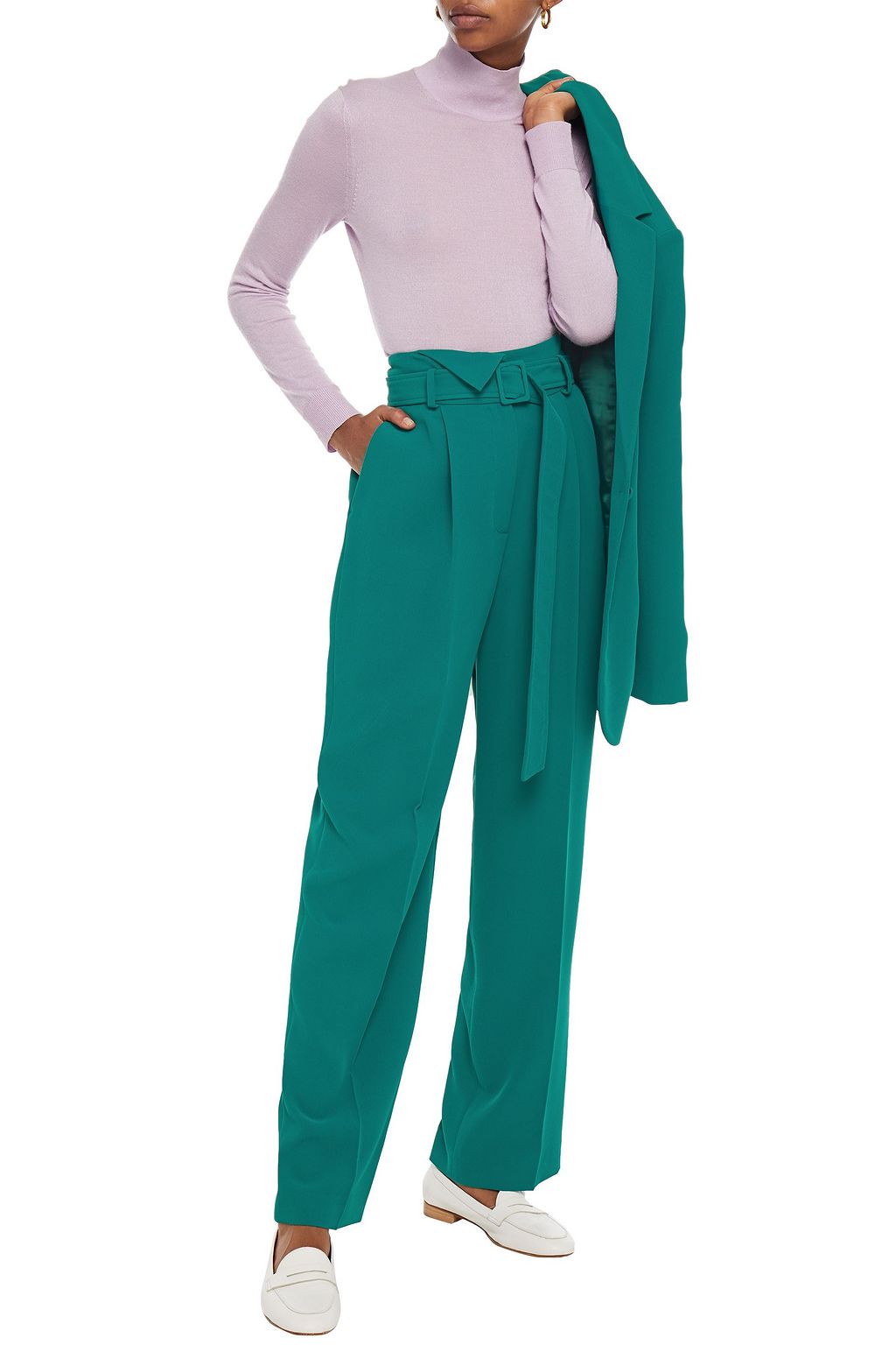 Emerald Pleated twill wide-leg pants 