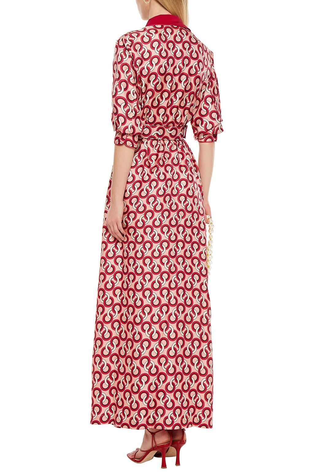 F.R.S FOR RESTLESS SLEEPERS Elpis belted printed silk-satin twill maxi shirt dress
