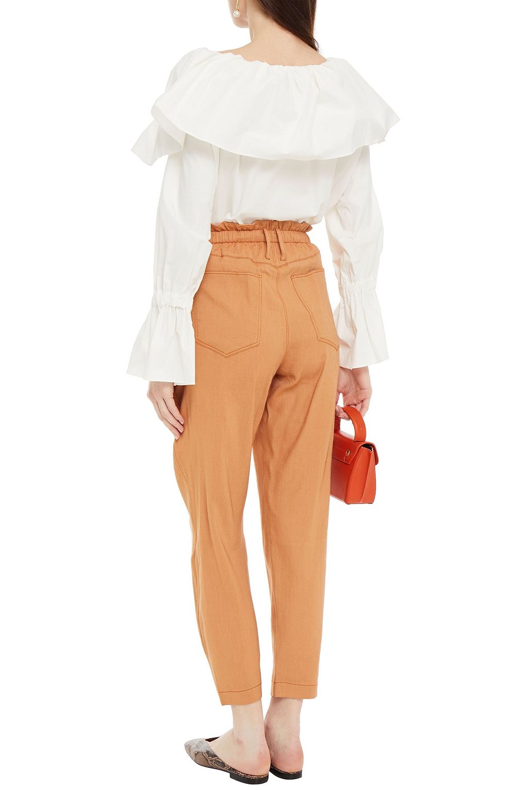 REJINA PYO Clara off-the-shoulder ruffled stretch-cotton poplin top