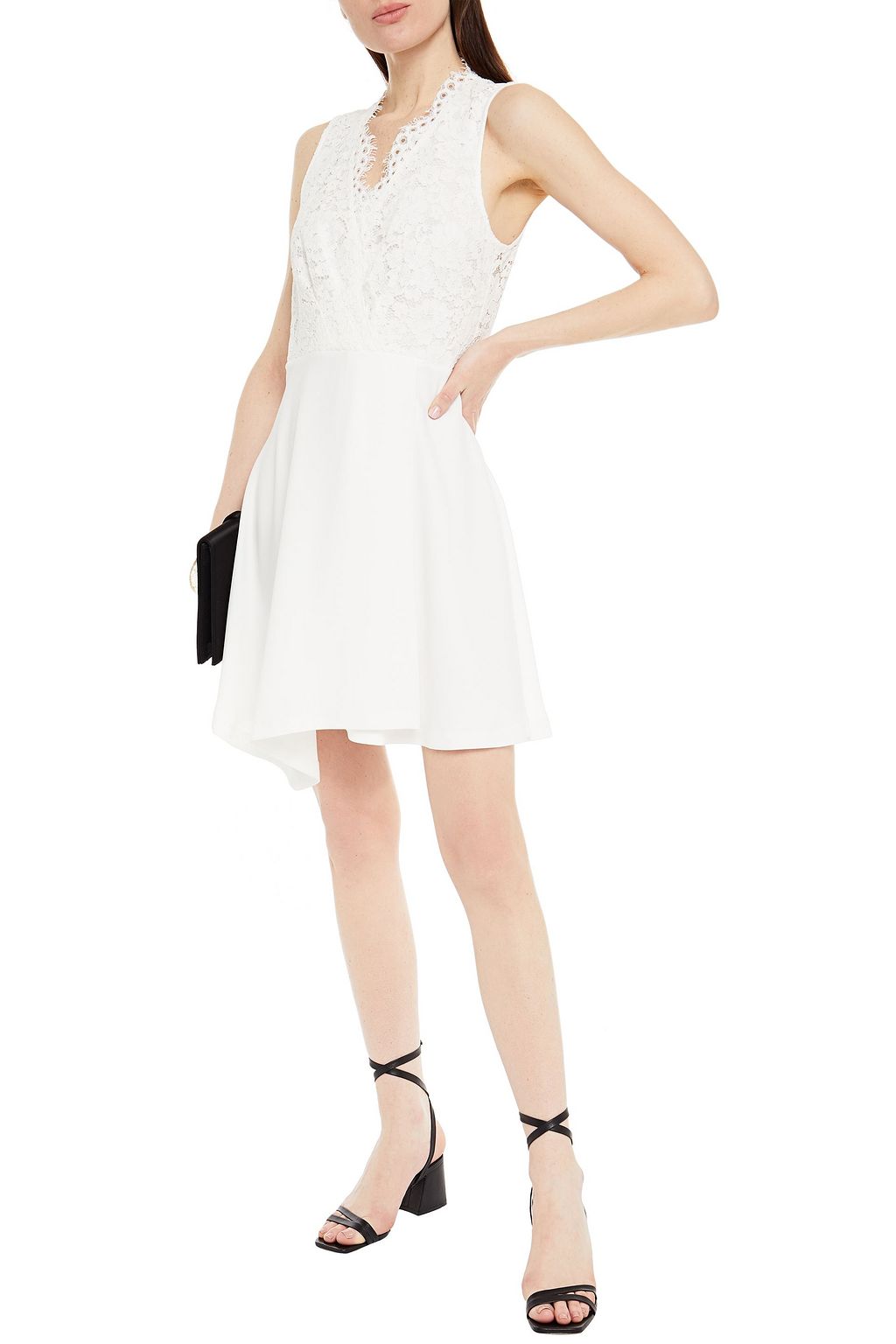 CLAUDIE PIERLOT Corded lace-paneled crepe mini dress