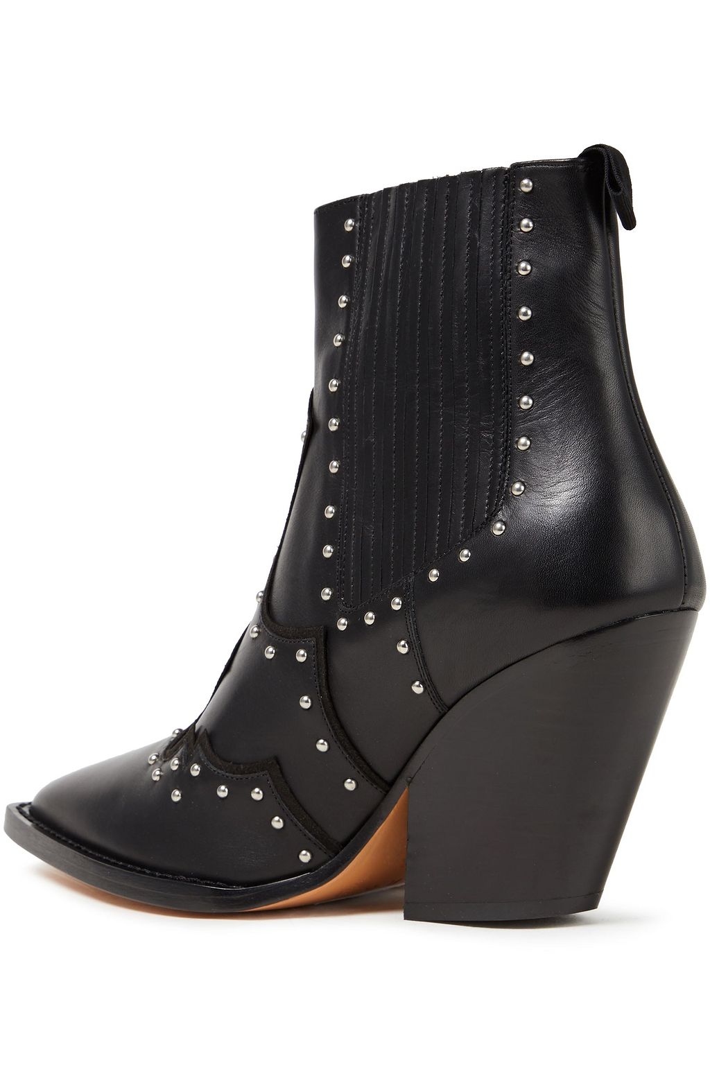 IRO Suede-trimmed studded leather ankle boots