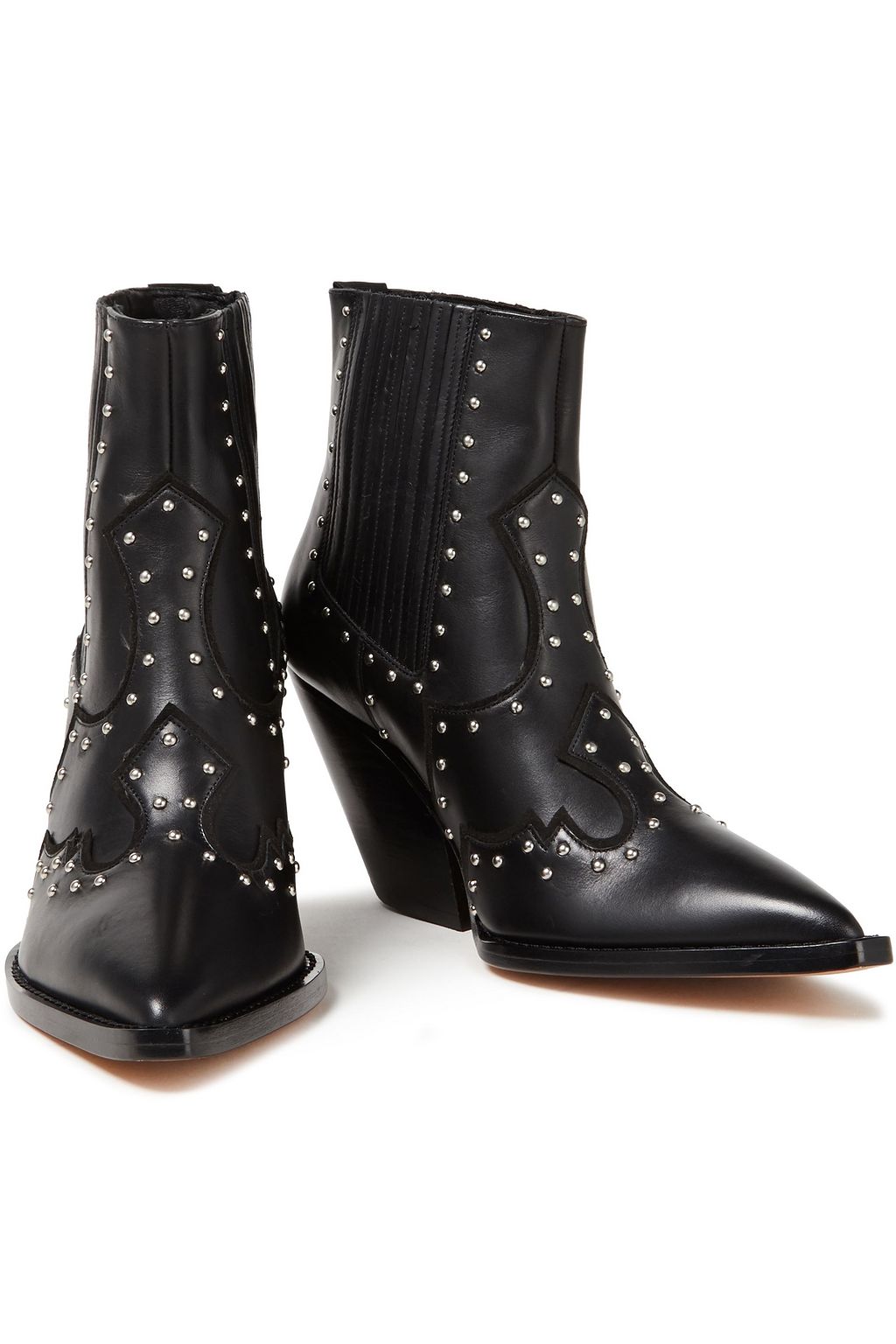 IRO Suede-trimmed studded leather ankle boots
