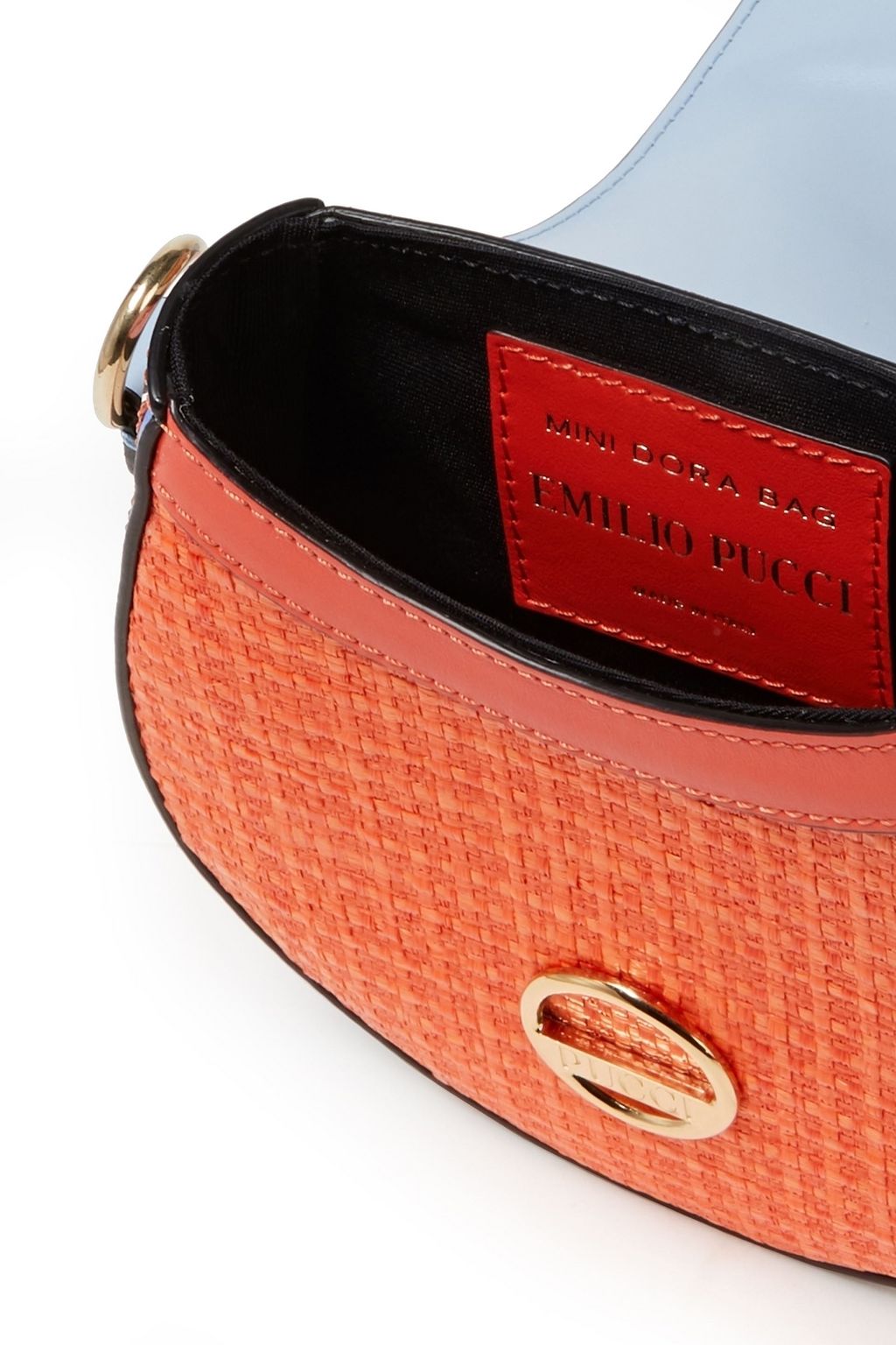 PUCCI Dora mini printed leather and faux raffia shoulder bag