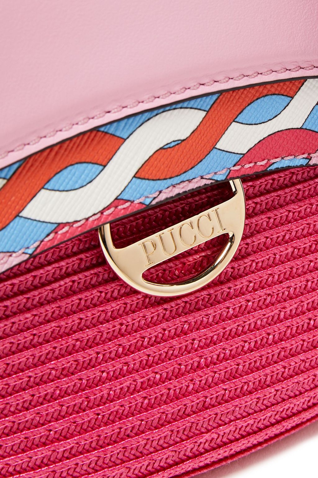 PUCCI Riviera mini printed leather and faux straw shoulder bag
