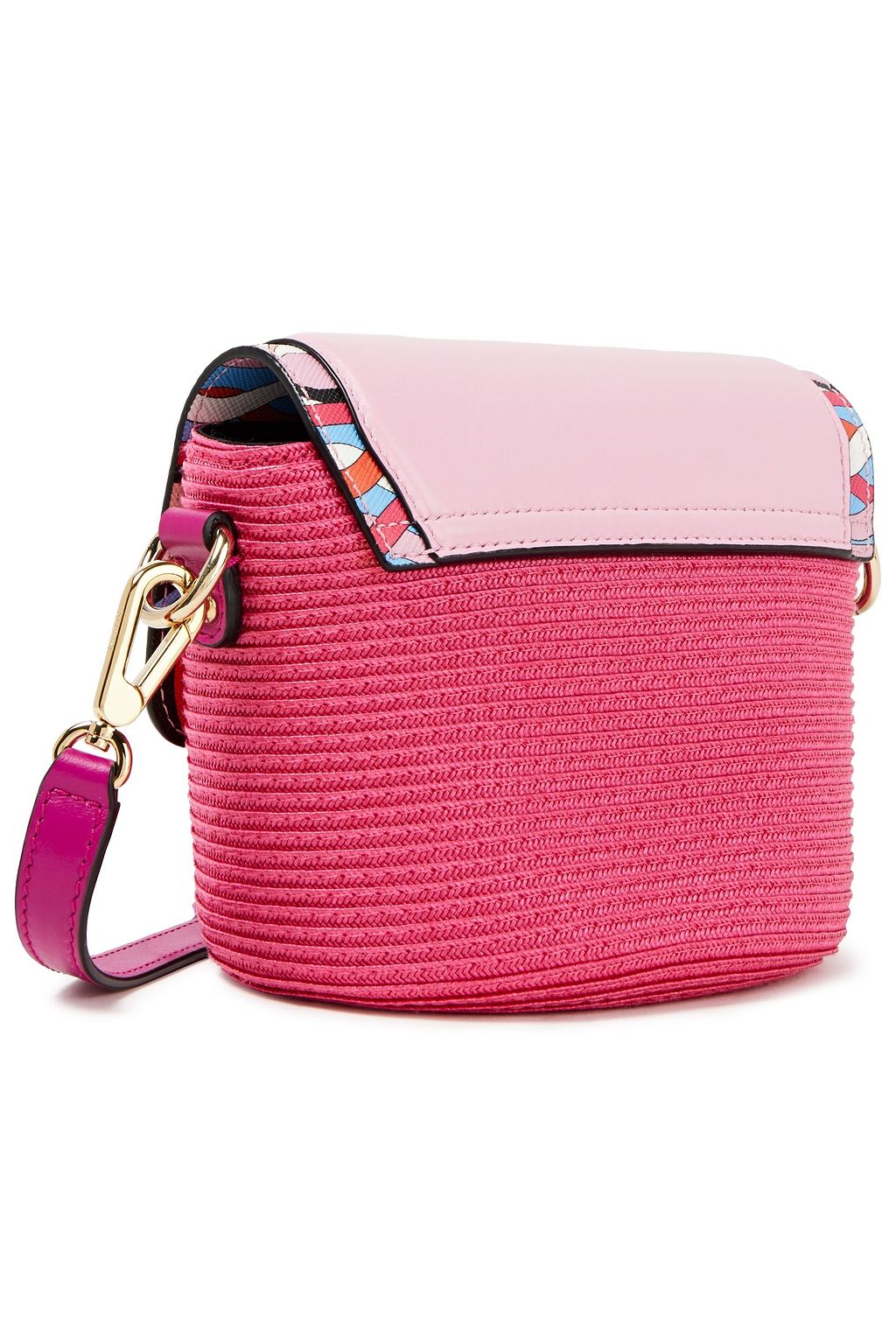 PUCCI Riviera mini printed leather and faux straw shoulder bag