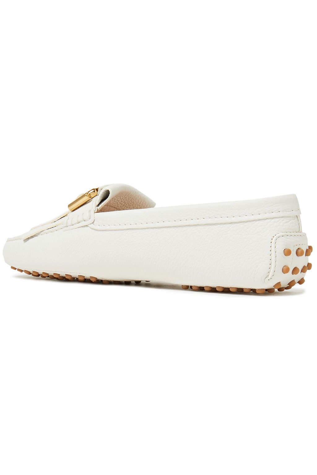 TOD'S T-Ring fringed pebbled-leather loafers