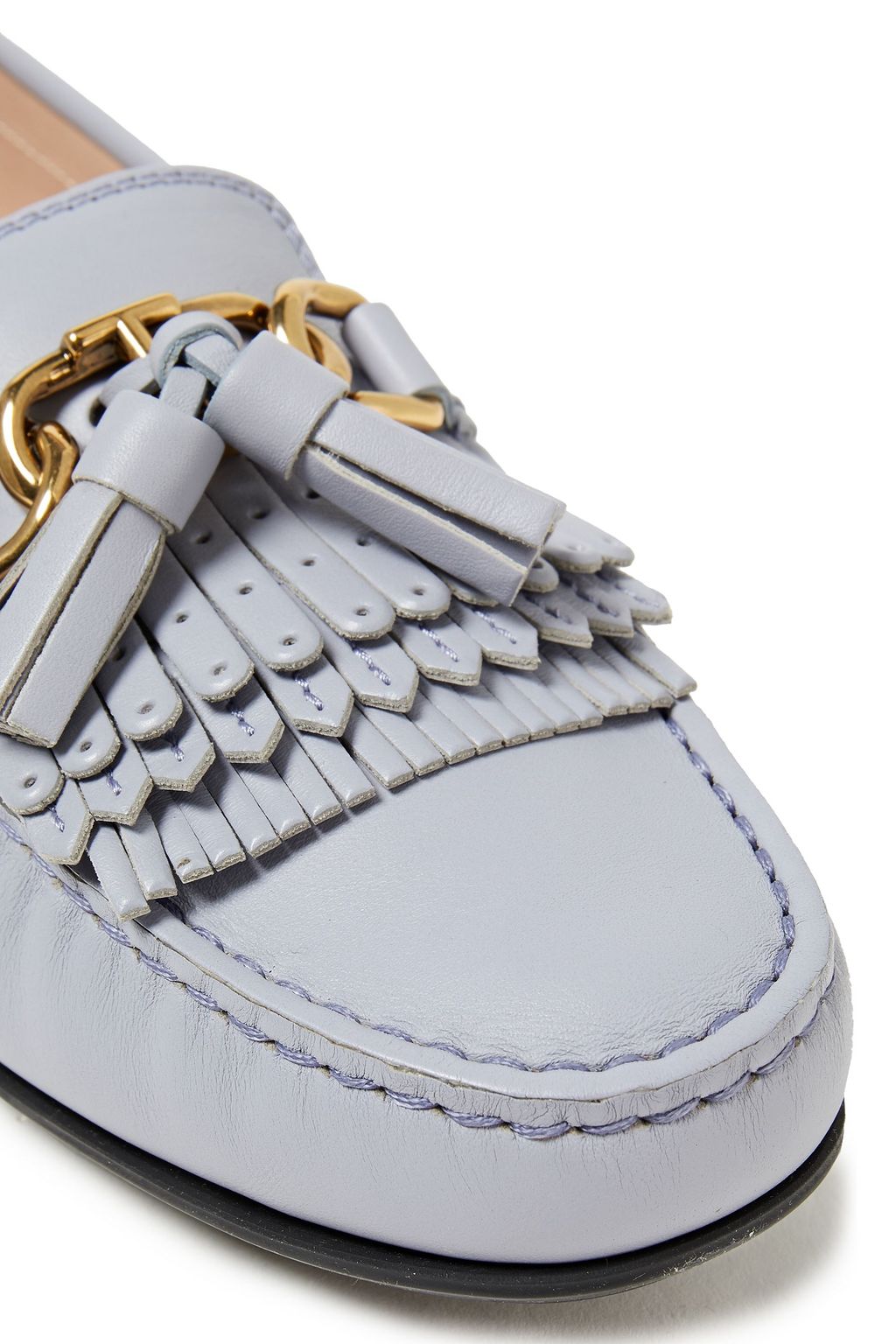TOD'S Embellished fringed leather loafers