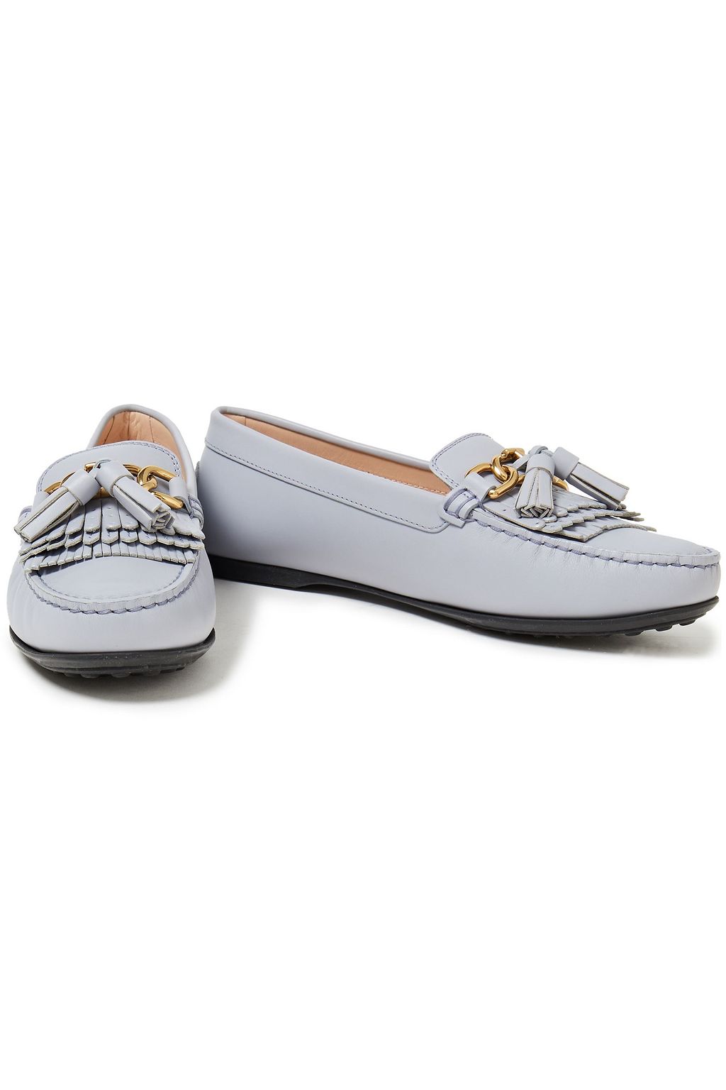 TOD'S Embellished fringed leather loafers