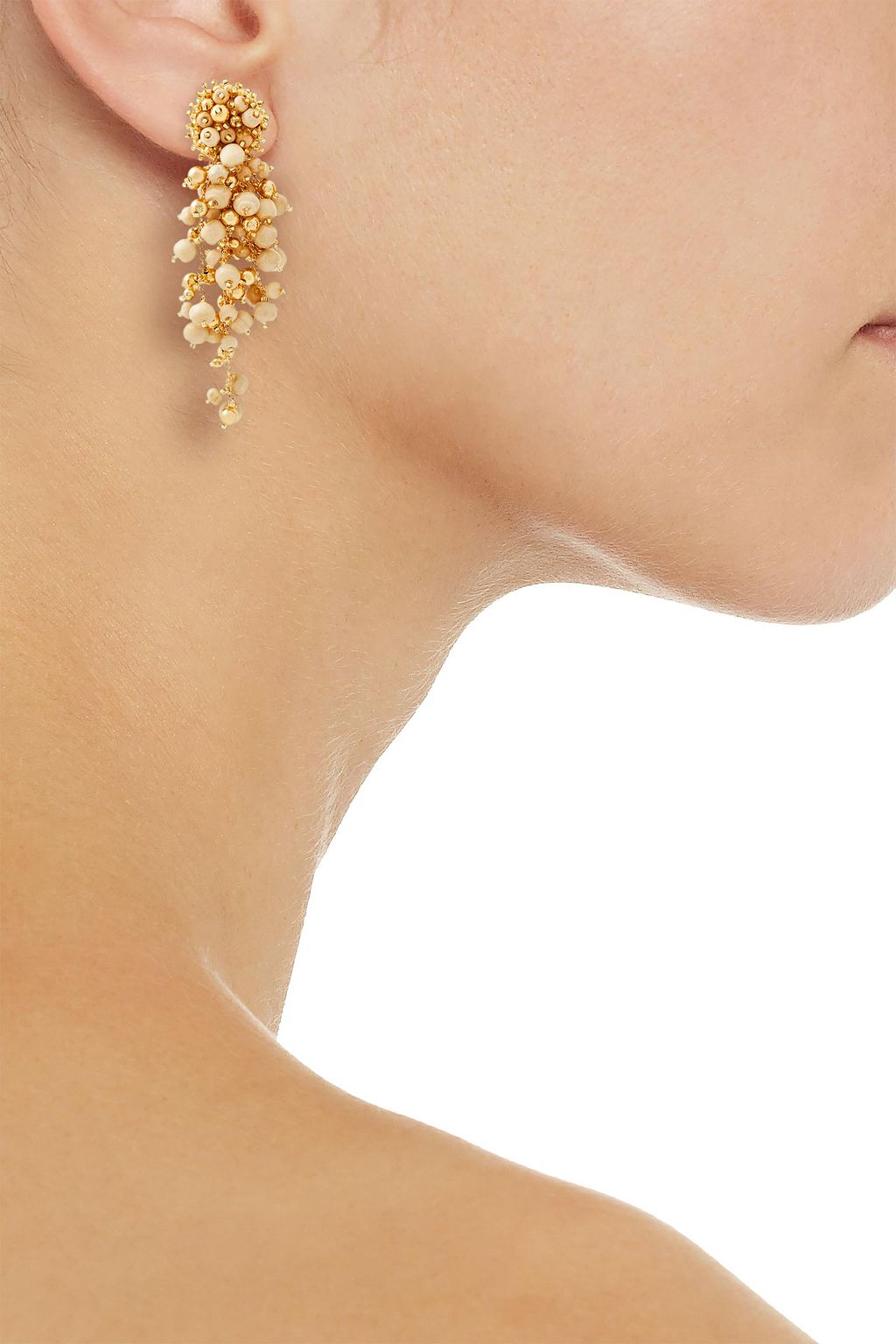 OSCAR DE LA RENTA Gold-tone beaded earrings