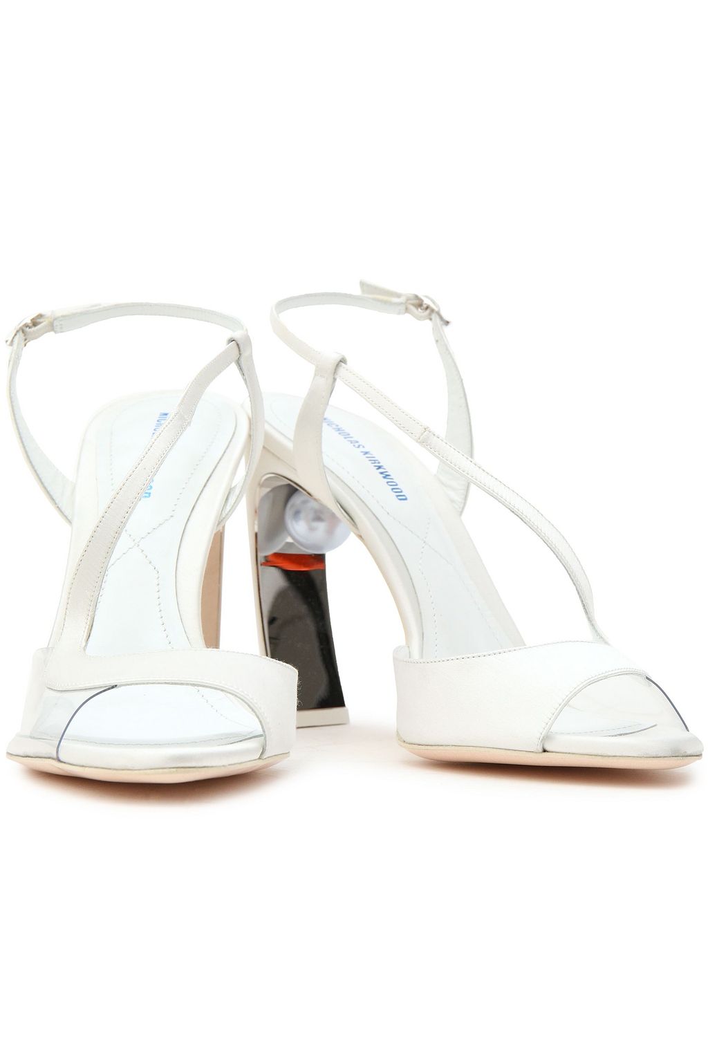 NICHOLAS KIRKWOOD Maeva faux pearl-embellished satin and PVC sandals