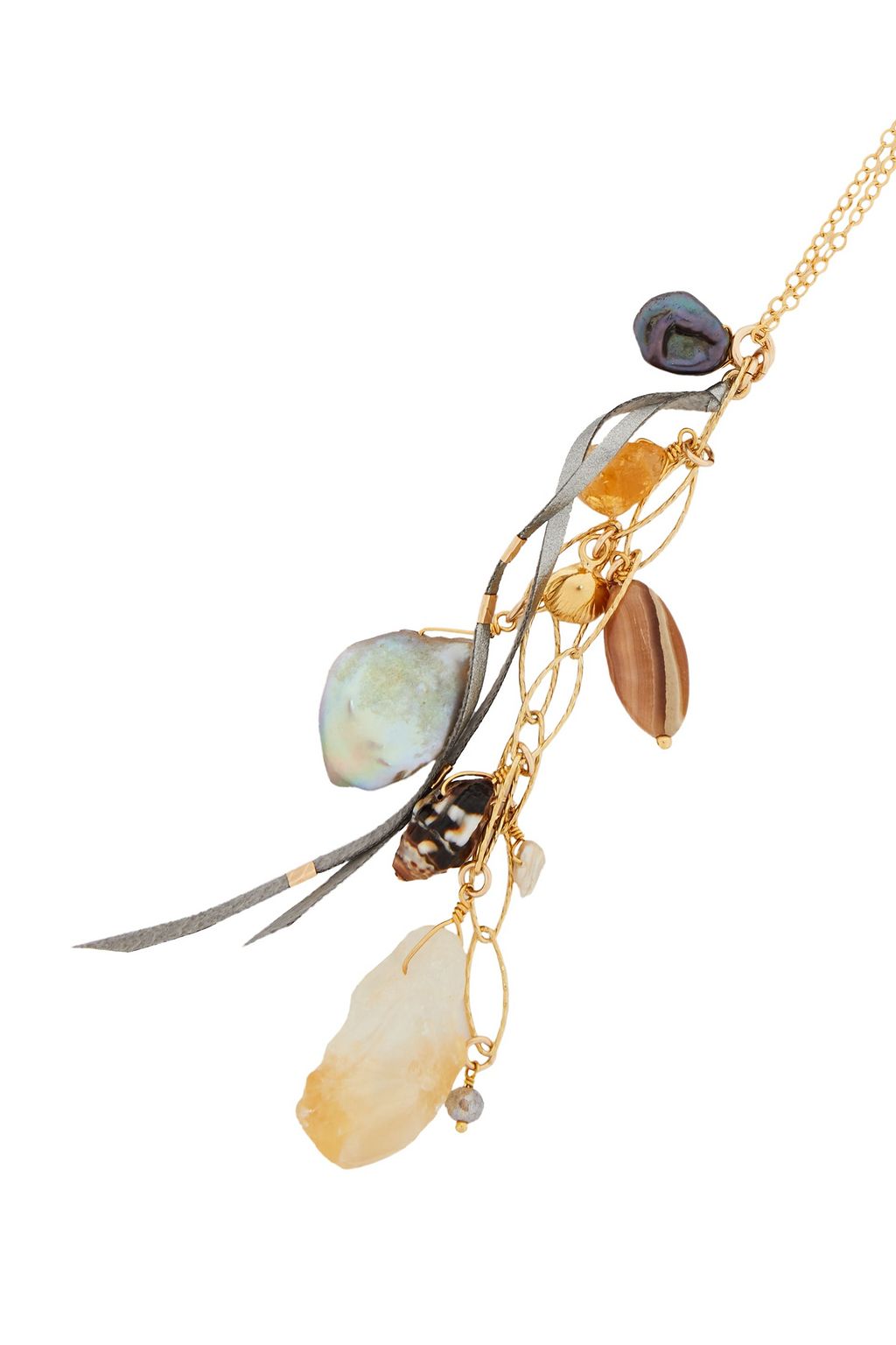 CHAN LUU 18-karat gold-plated sterling silver multi-stone necklace