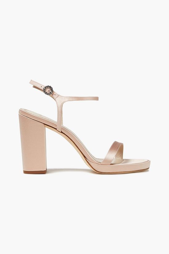 Pastel pink Faria crystal-embellished satin platform sandals | Sale up to 70% off | THE OUTNET 