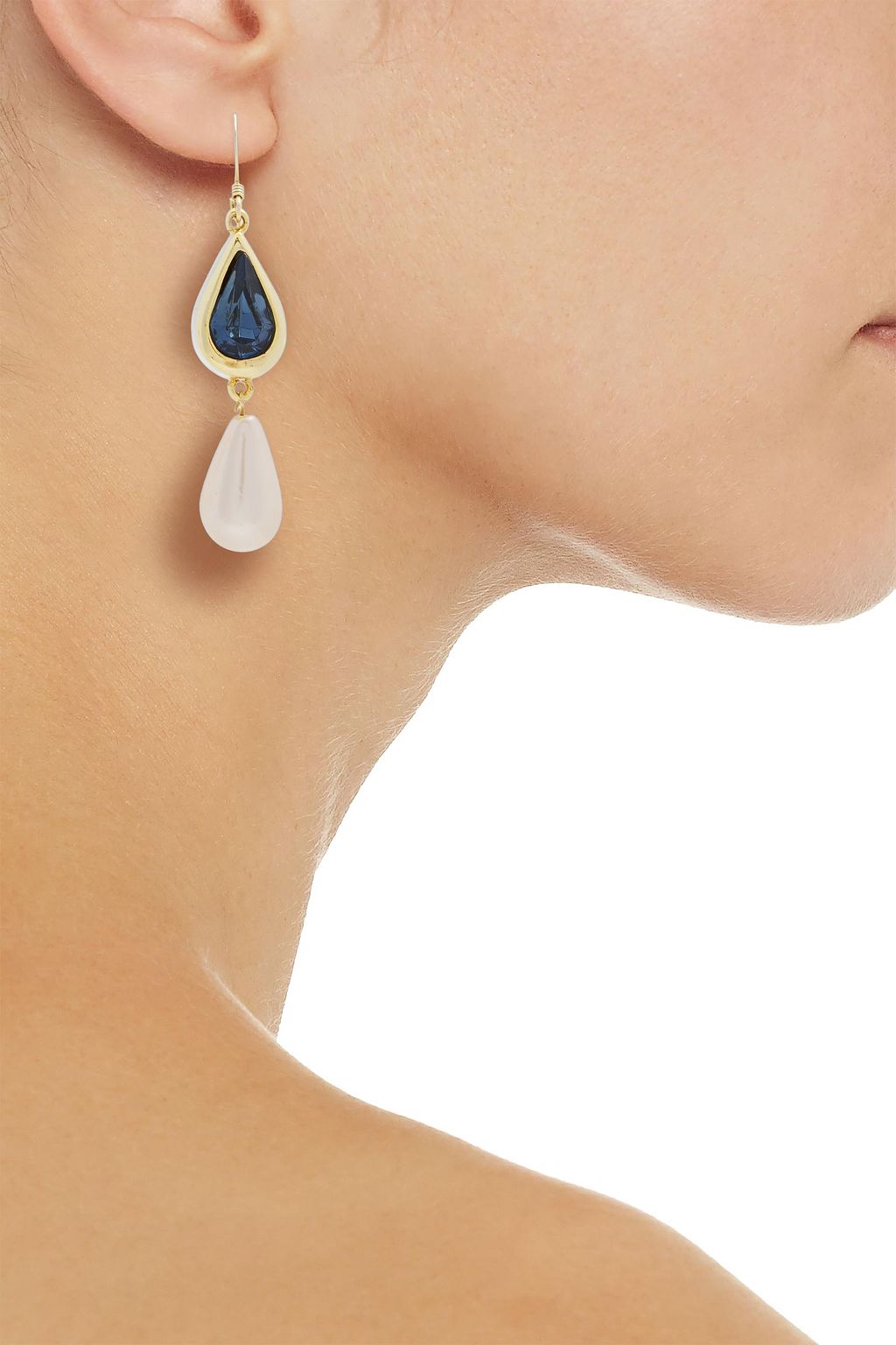 KENNETH JAY LANE 22-karat gold-plated, crystal and faux pearl earrings