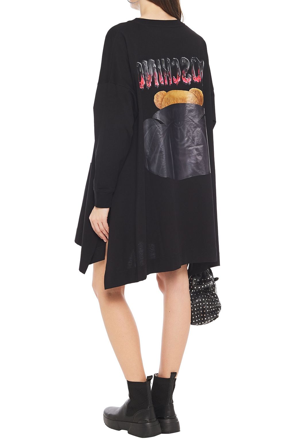 MOSCHINO Oversized printed cotton-jersey mini dress