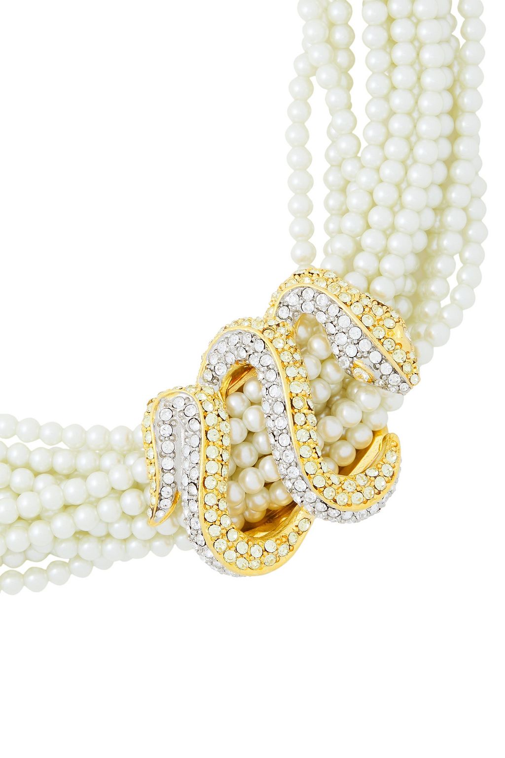 KENNETH JAY LANE 22-karat gold-plated, faux pearl and crystal necklace