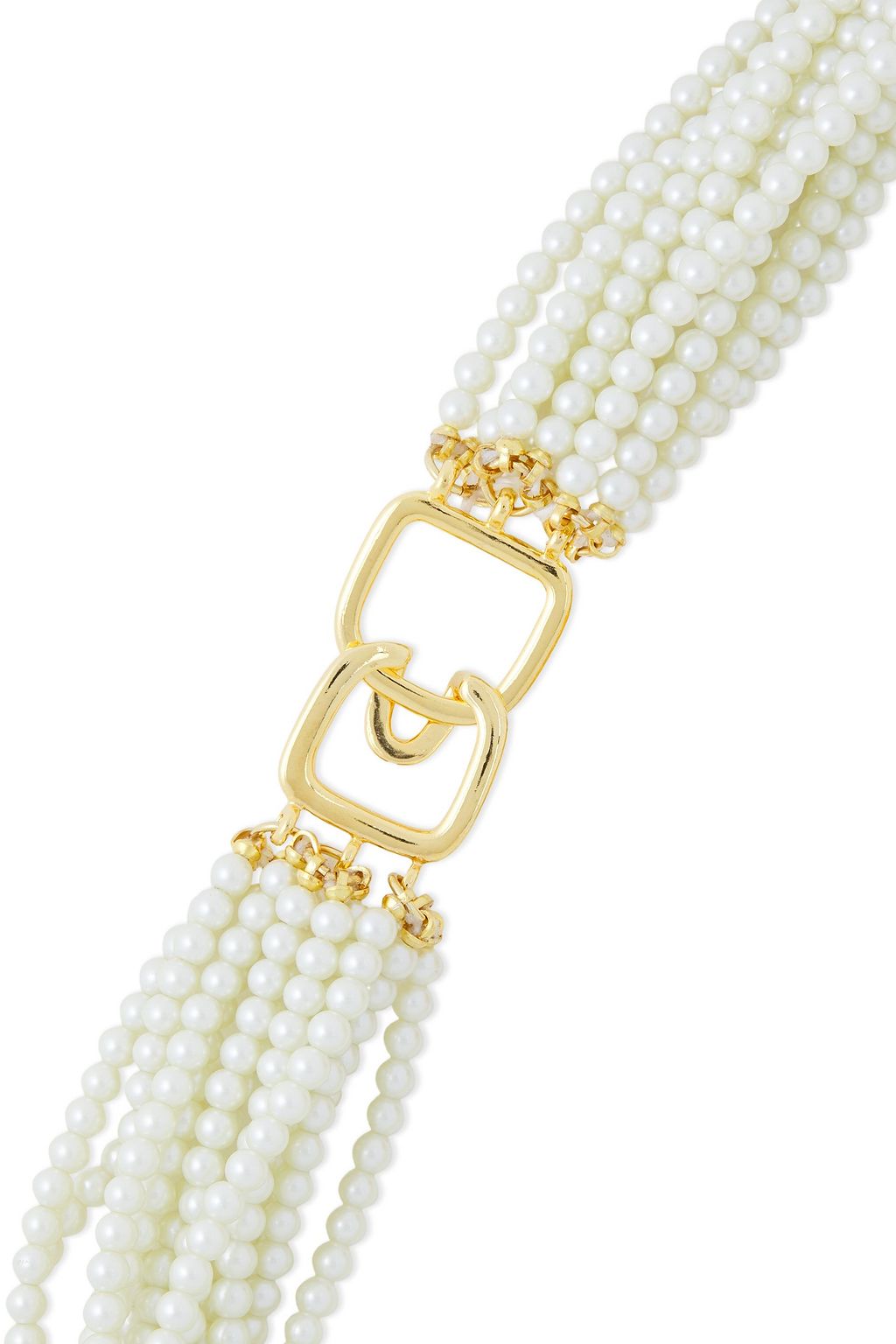 KENNETH JAY LANE 22-karat gold-plated, faux pearl and crystal necklace