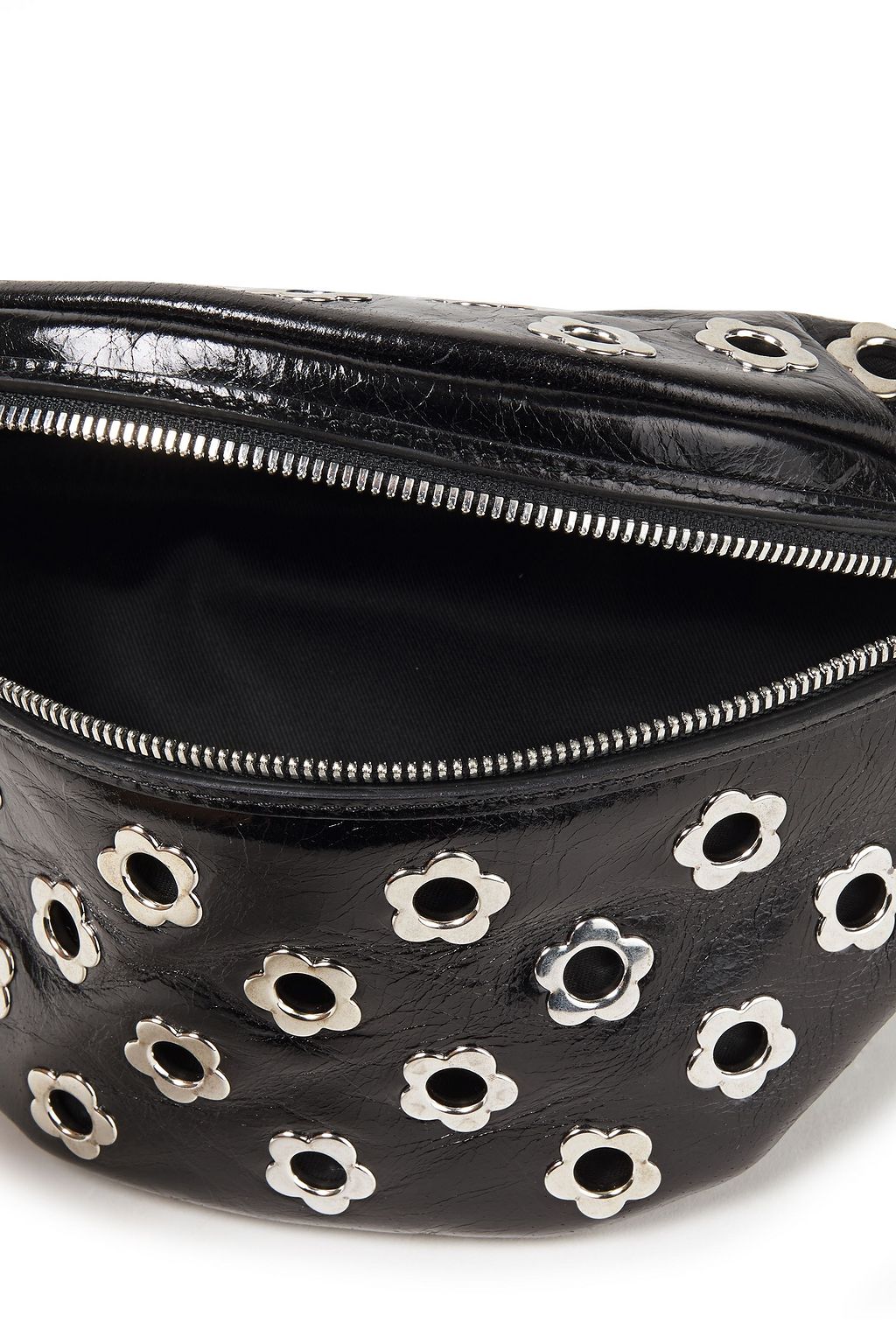 MCQ ALEXANDER MCQUEEN Eyelet-embellished textured patent-leather belt bag