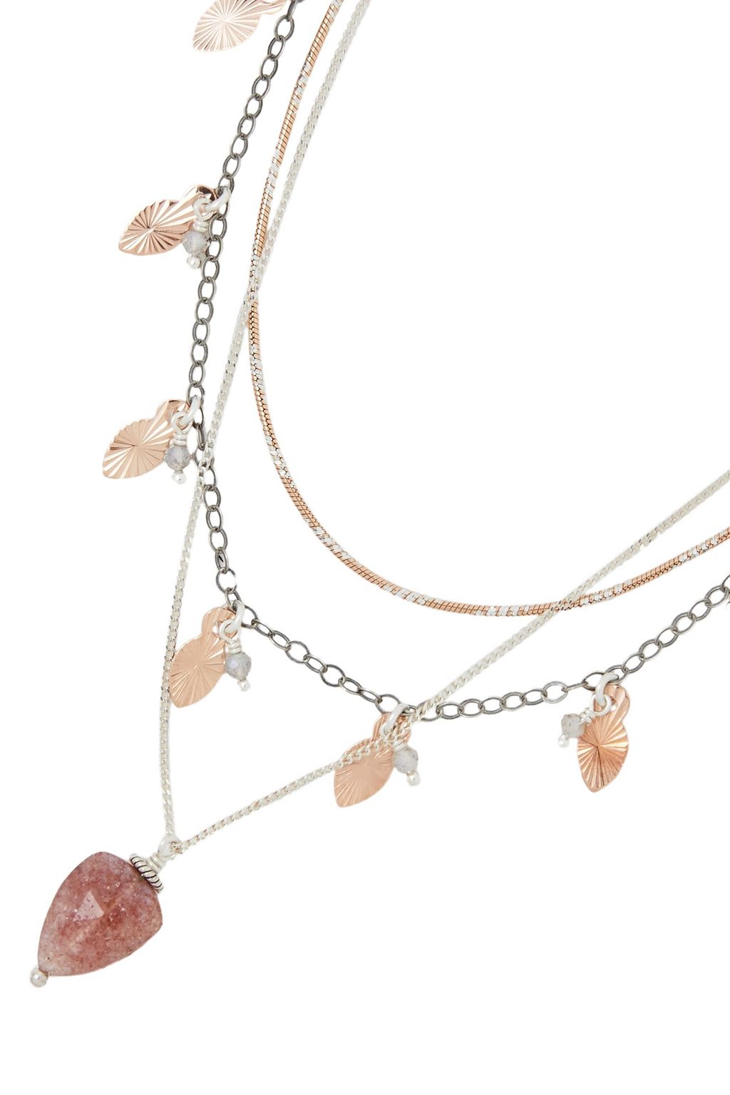 CHAN LUU Sterling silver, gold-tone, labradorite and quartz necklace