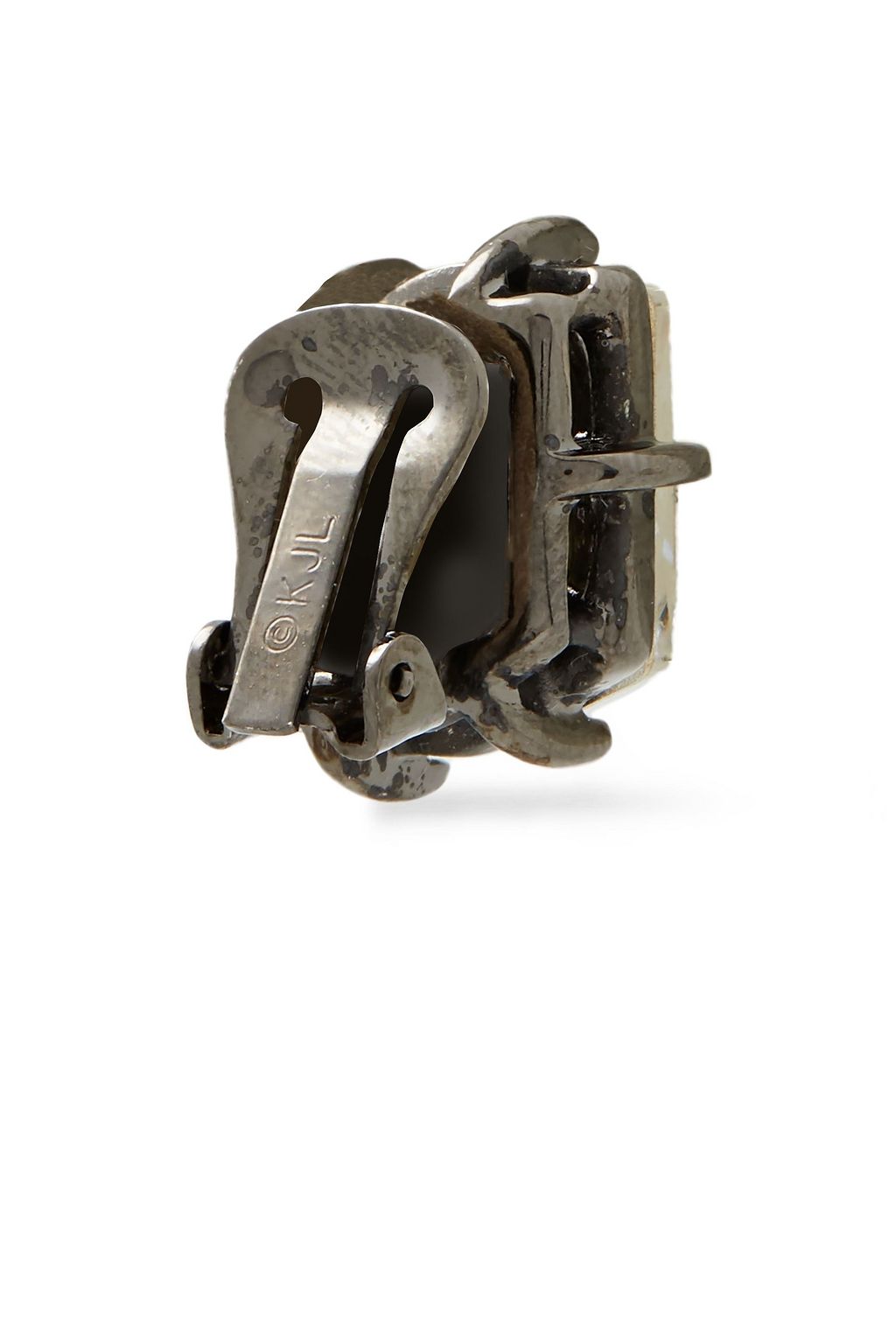 KENNETH JAY LANE Gunmetal-tone crystal clip earrings