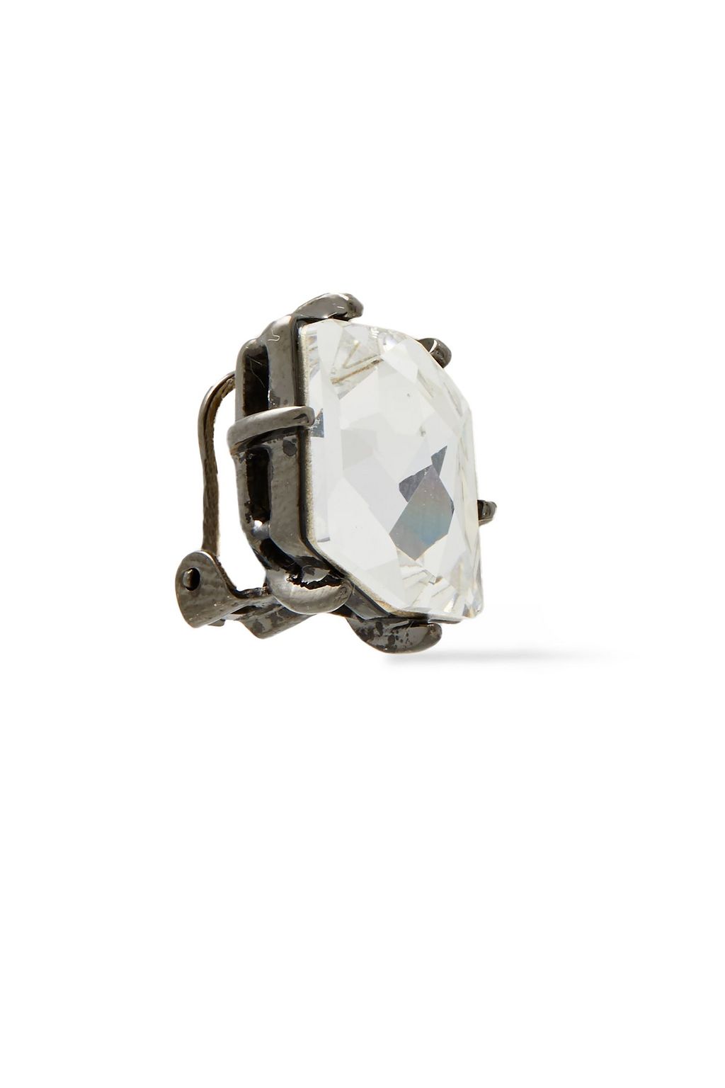 KENNETH JAY LANE Gunmetal-tone crystal clip earrings