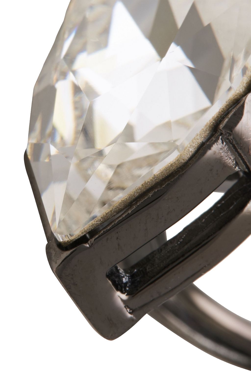 OSCAR DE LA RENTA Gunmetal-tone crystal ring
